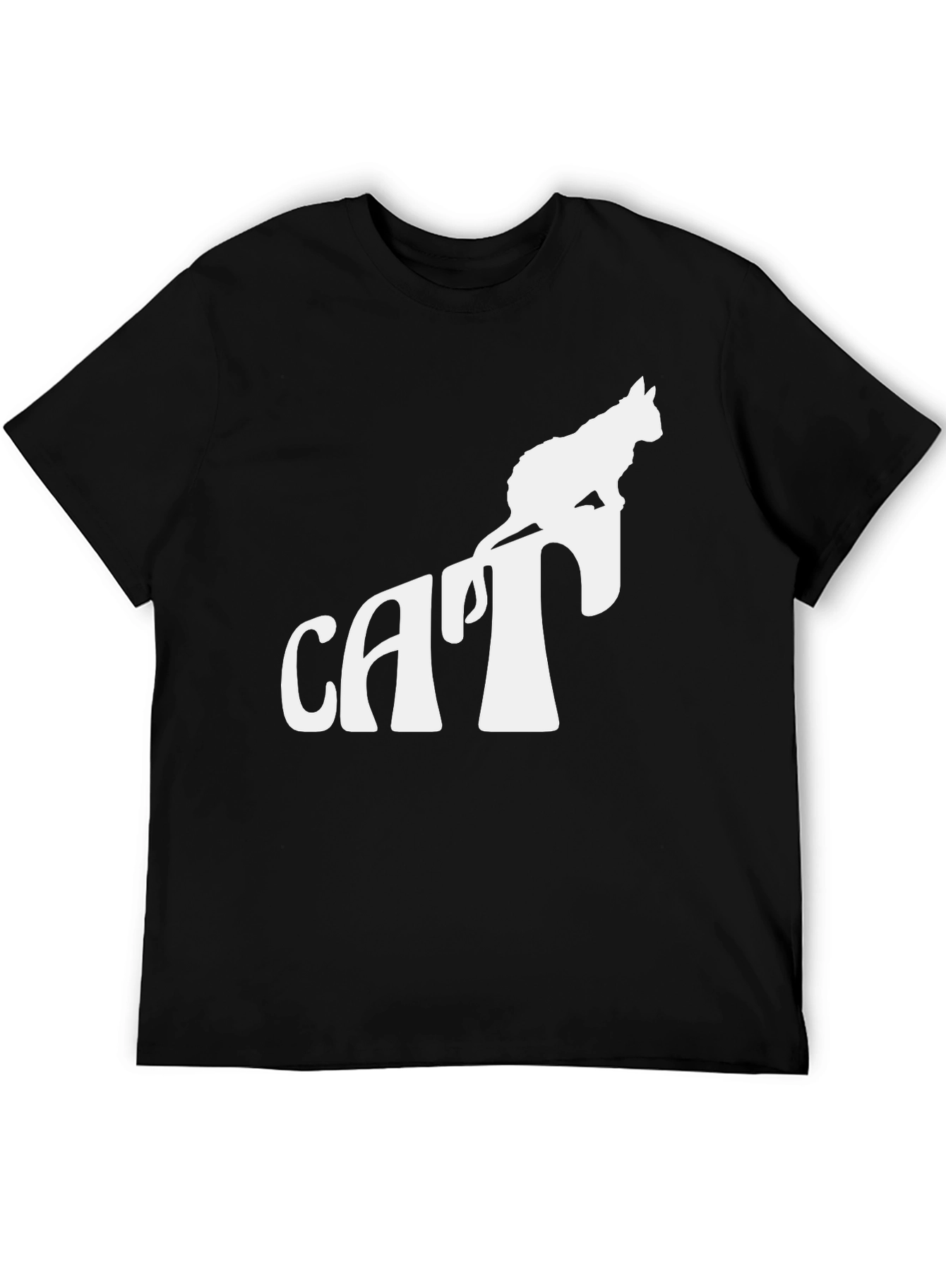 Cool Cat Silhouette Graphic Tee - Black