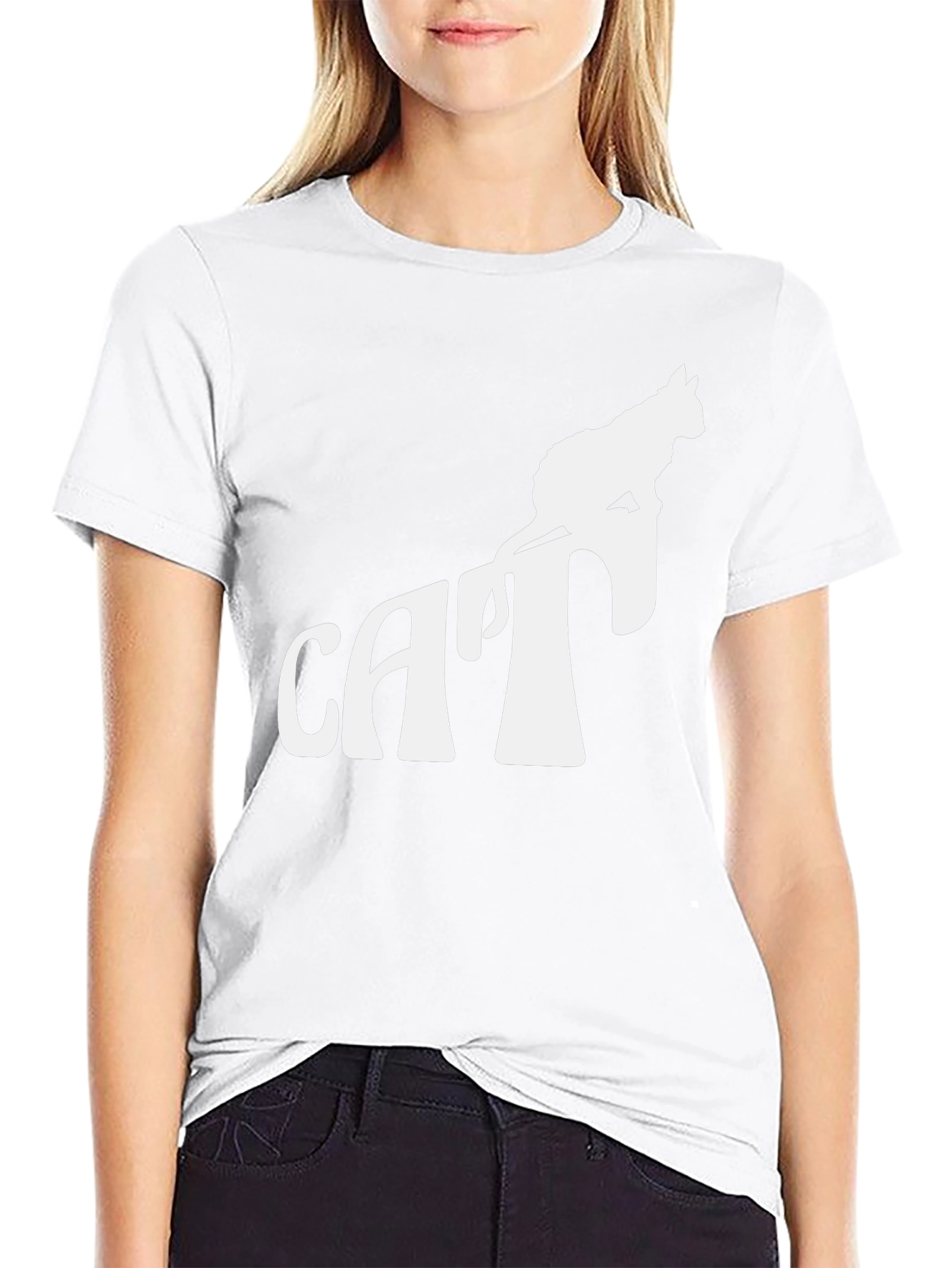 Cool Cat Silhouette Graphic Tee - Black