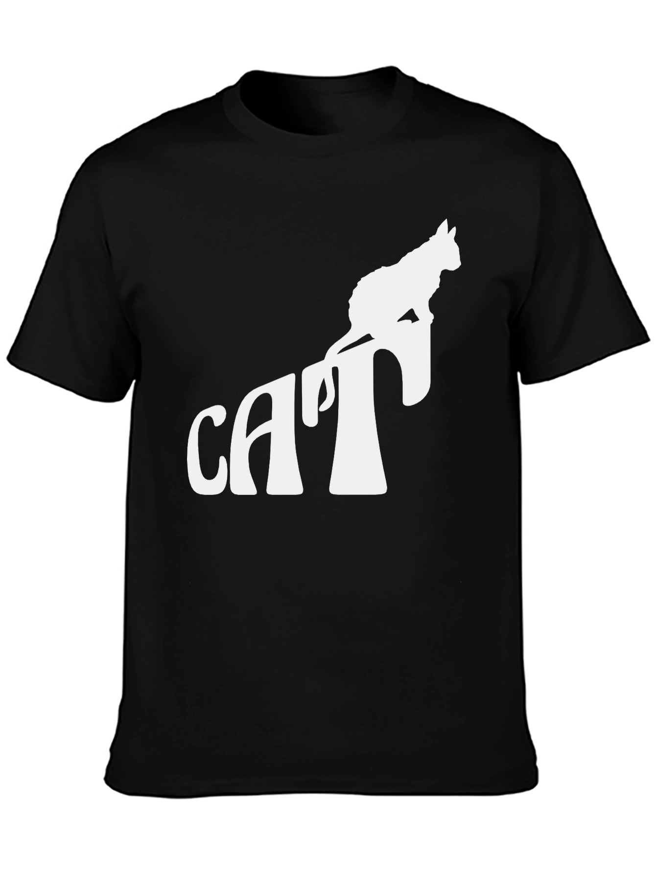 Cool Cat Silhouette Graphic Tee - Black