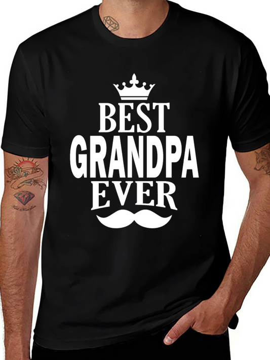 Best Grandpa Ever T-Shirt Crown Mustache Design