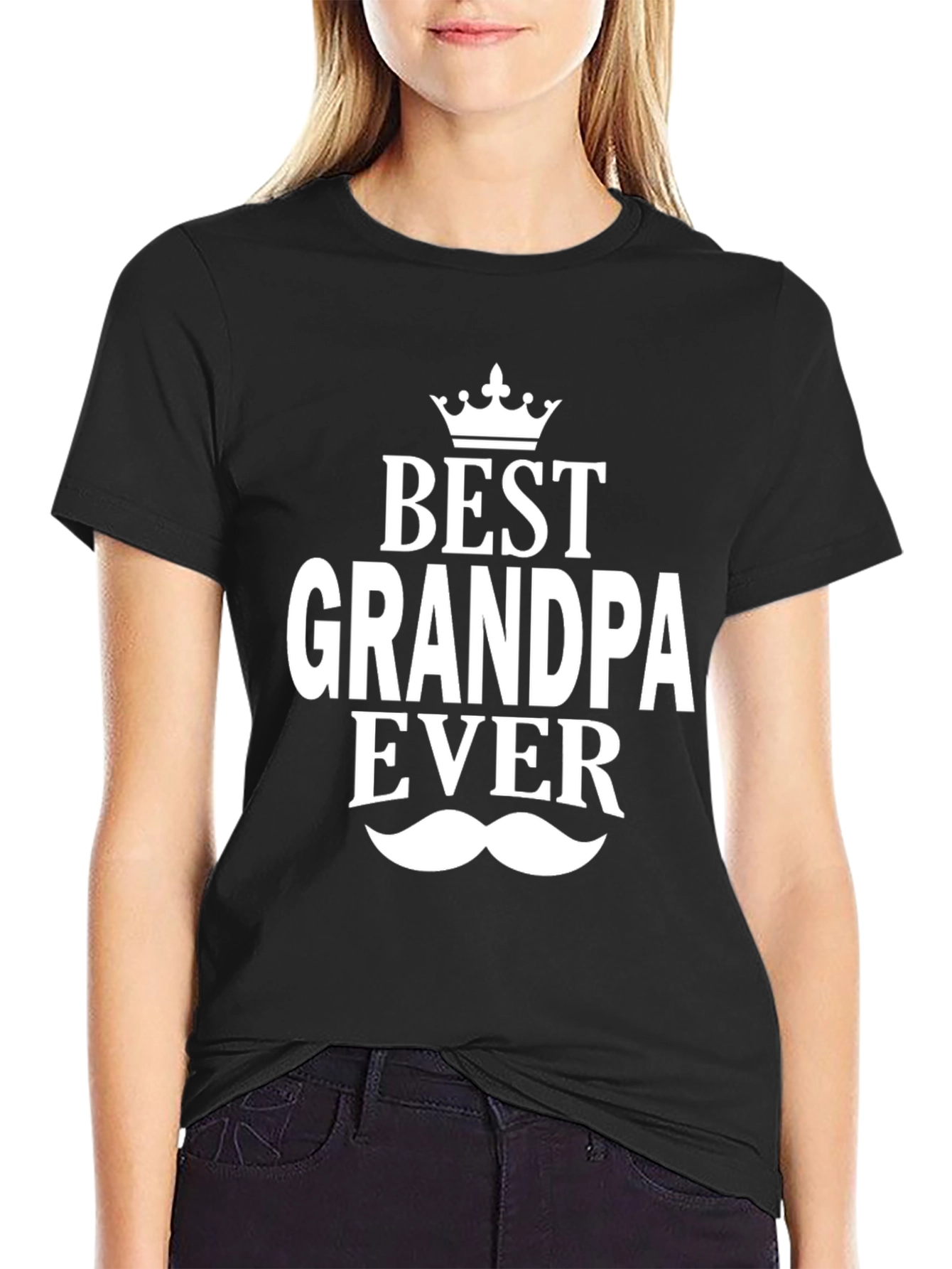 Best Grandpa Ever T-Shirt Crown Mustache Design