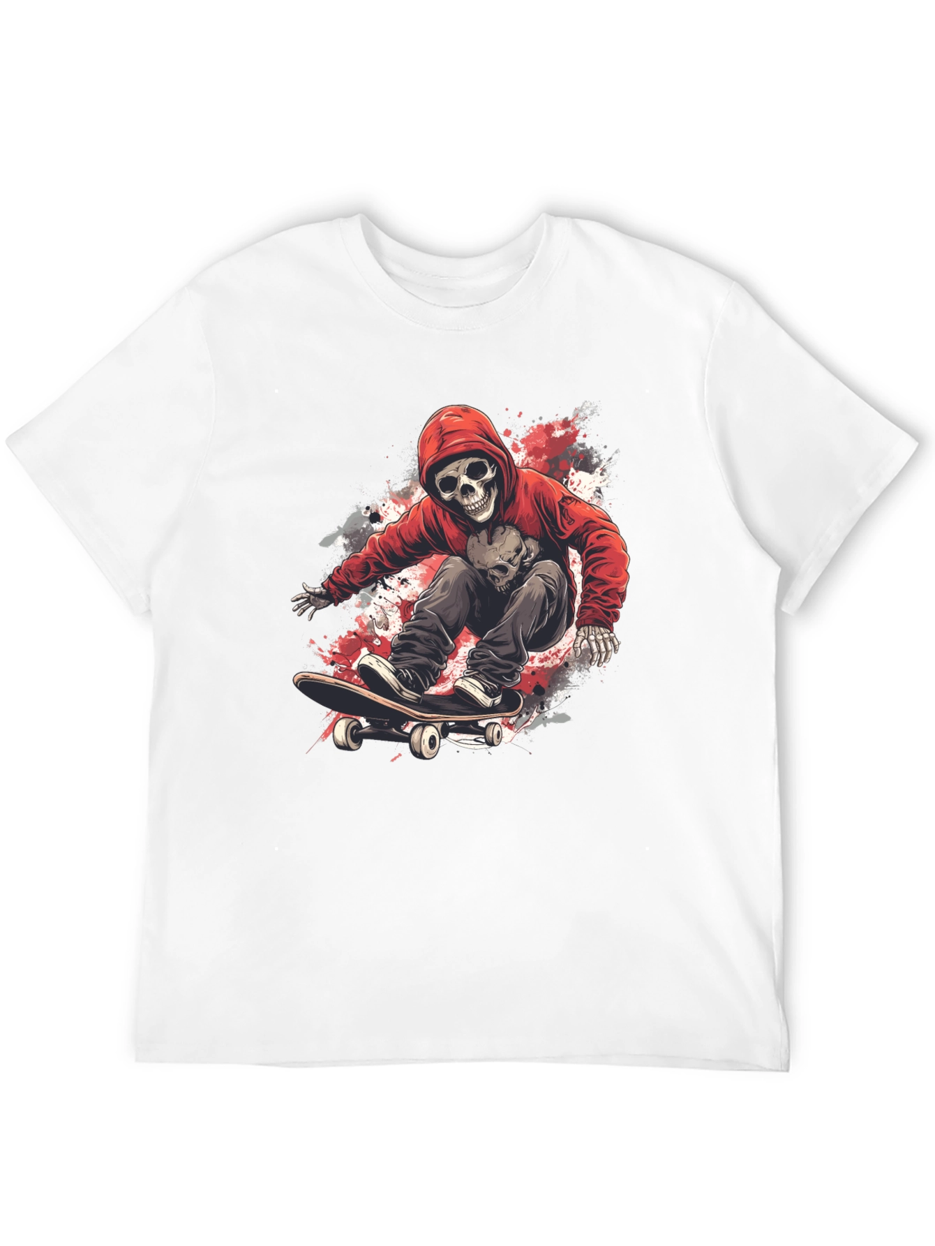 Skateboarding Skeleton Graphic Tee - Cool Design