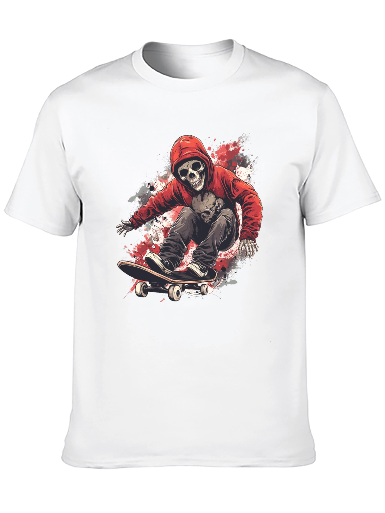 Skateboarding Skeleton Graphic Tee - Cool Design