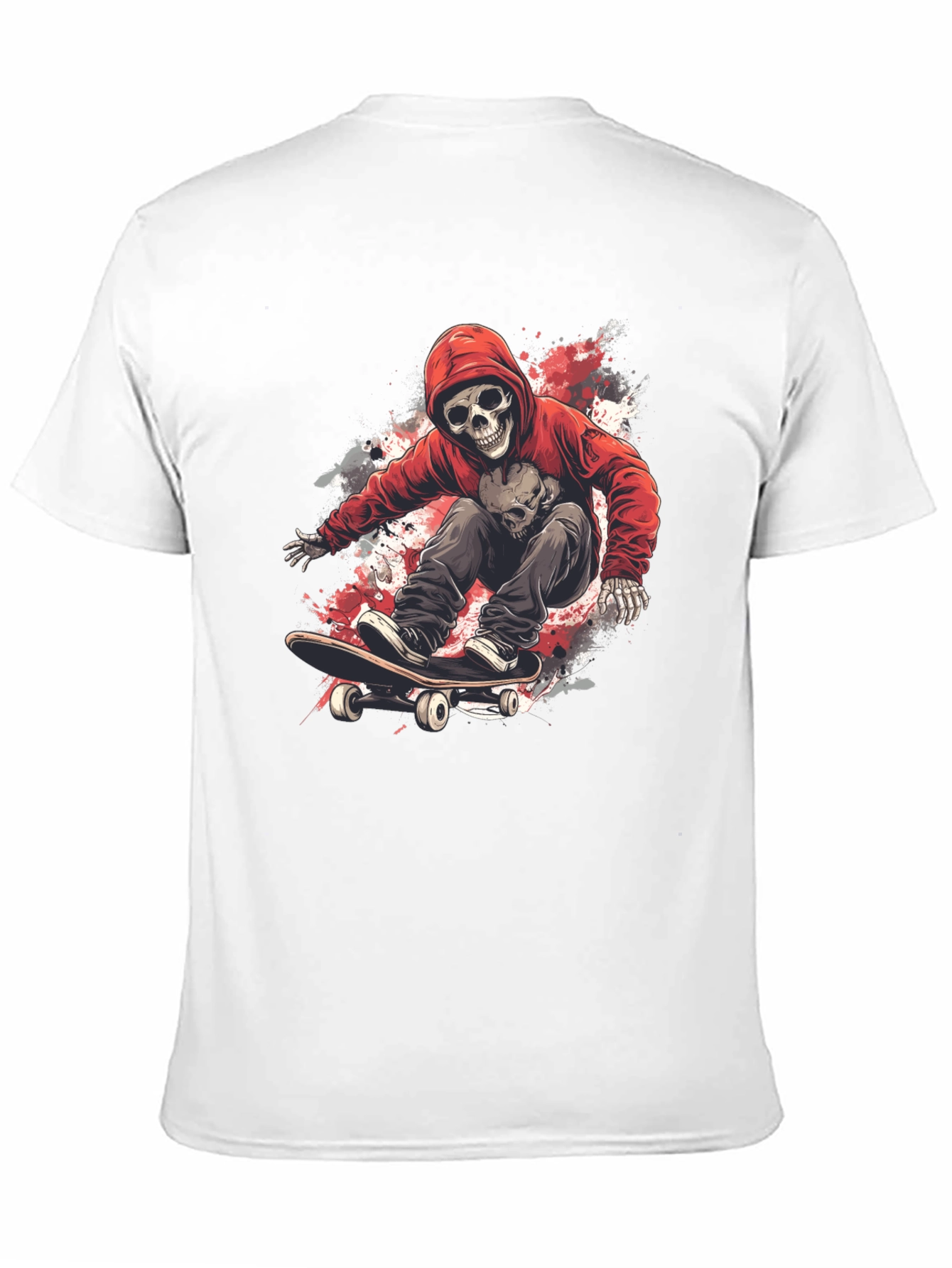 Skateboarding Skeleton Graphic Tee - Cool Design