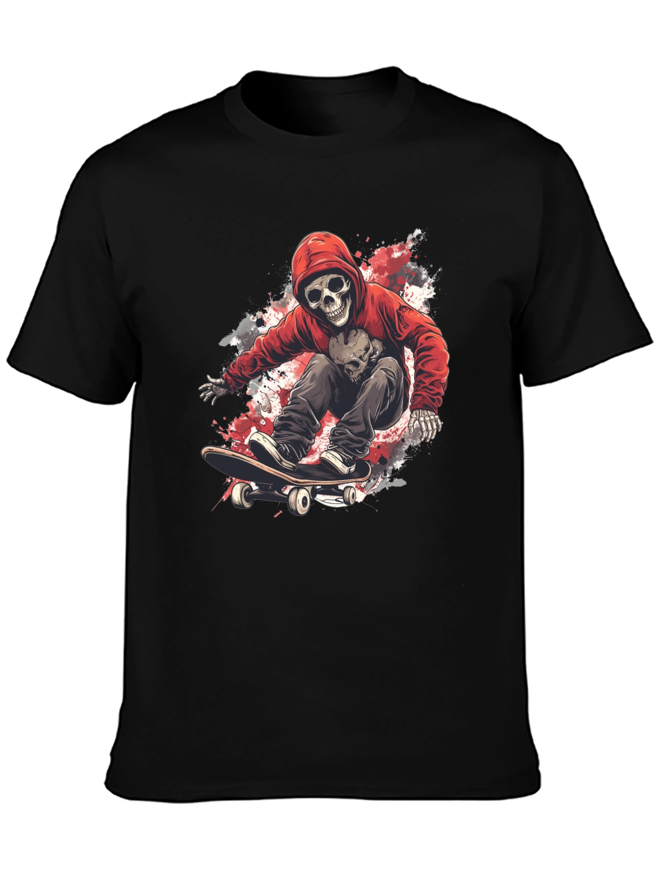Skateboarding Skeleton Graphic Tee - Cool Design