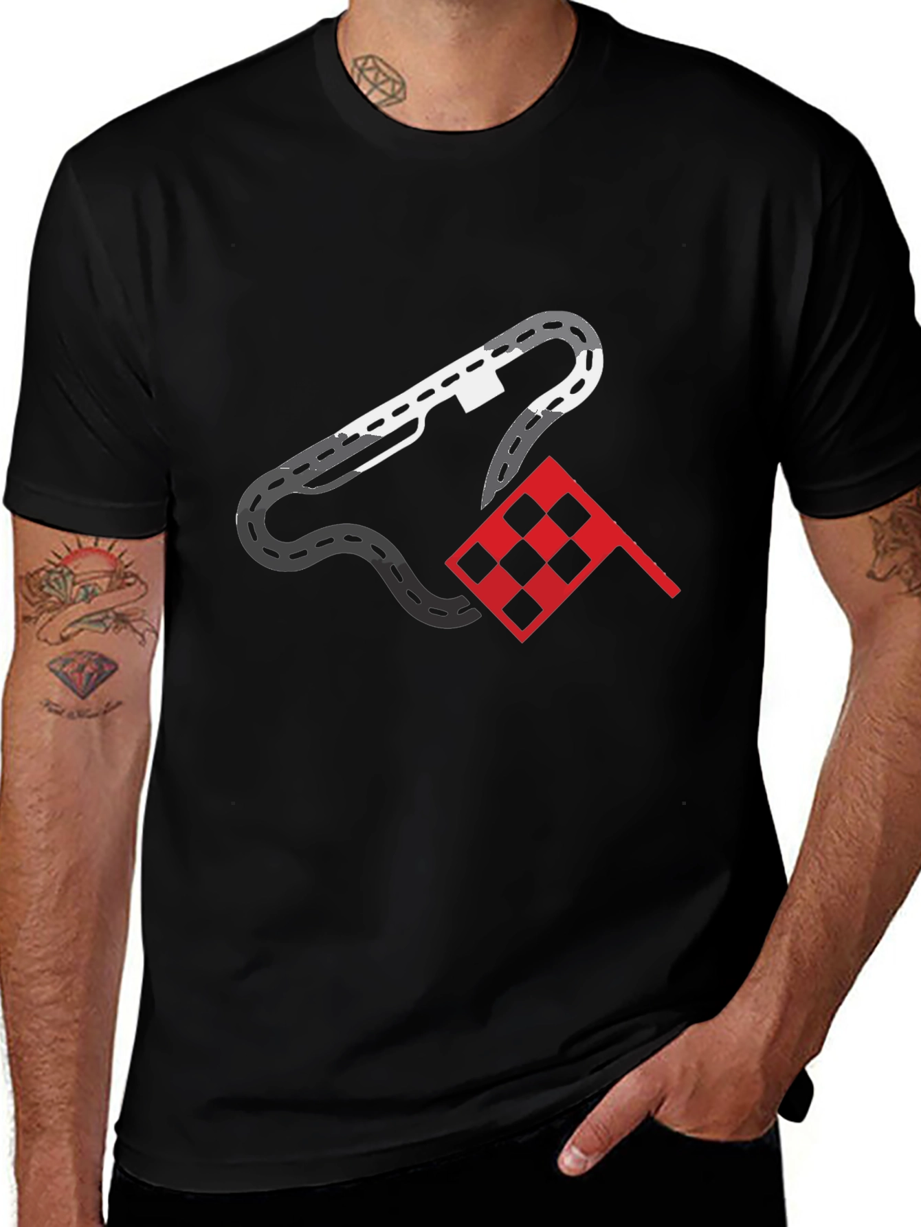 Racing Track Graphic Tee - Mens Black T-Shirt