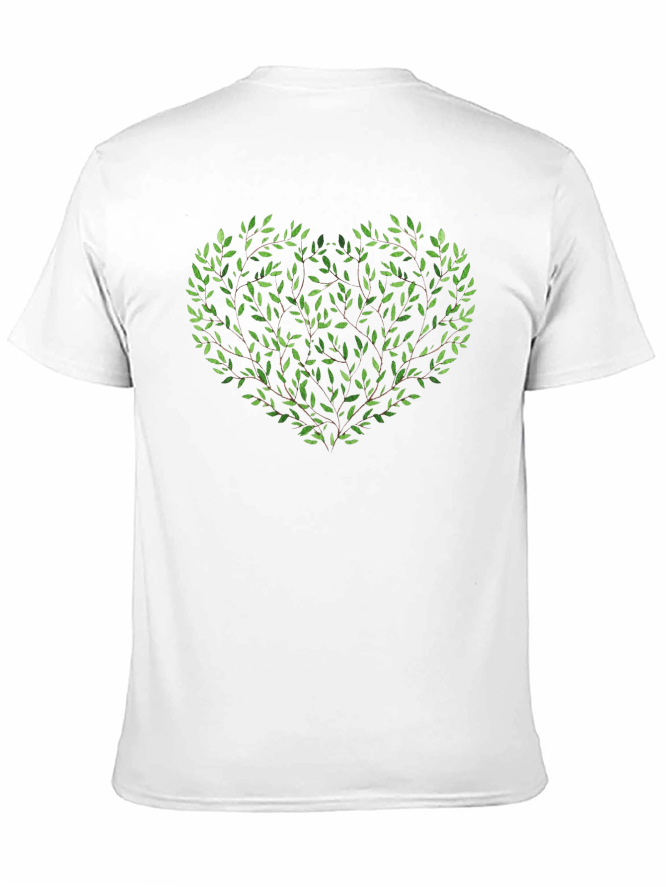 Green Leaf Heart Graphic Black T-Shirt