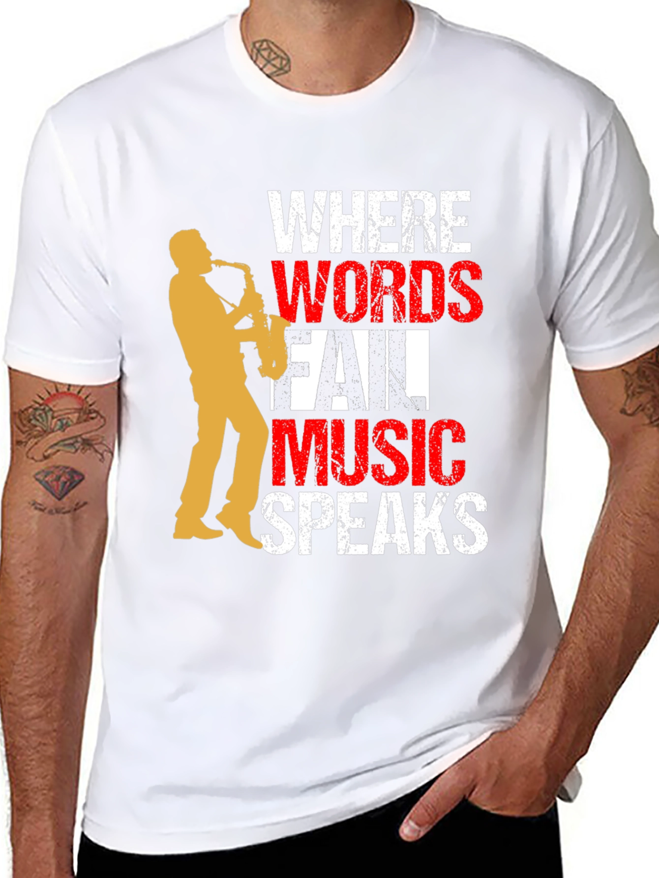 Music Speaks T-Shirt - Saxophone Graphic Tee