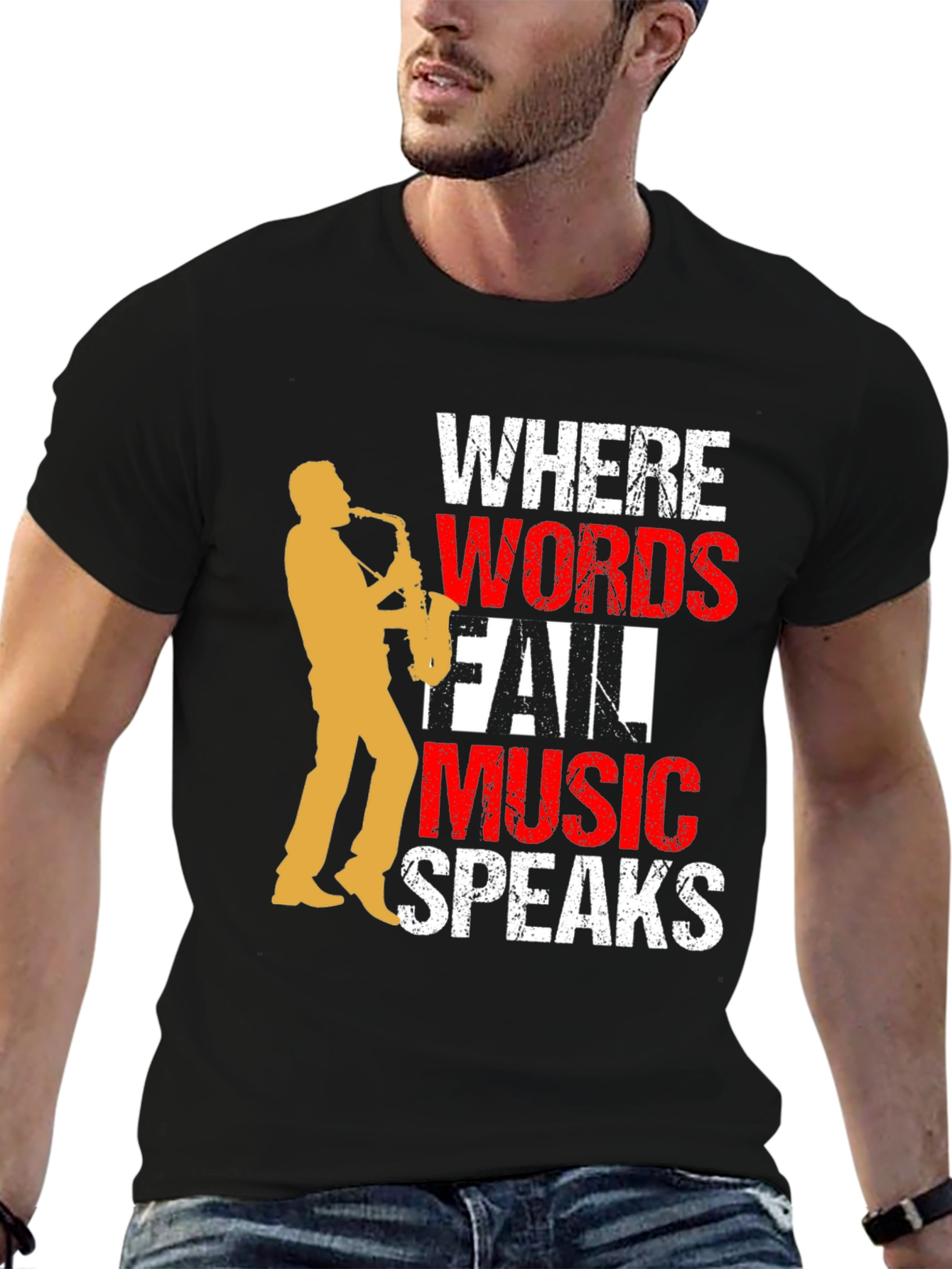 Music Speaks T-Shirt - Saxophone Graphic Tee