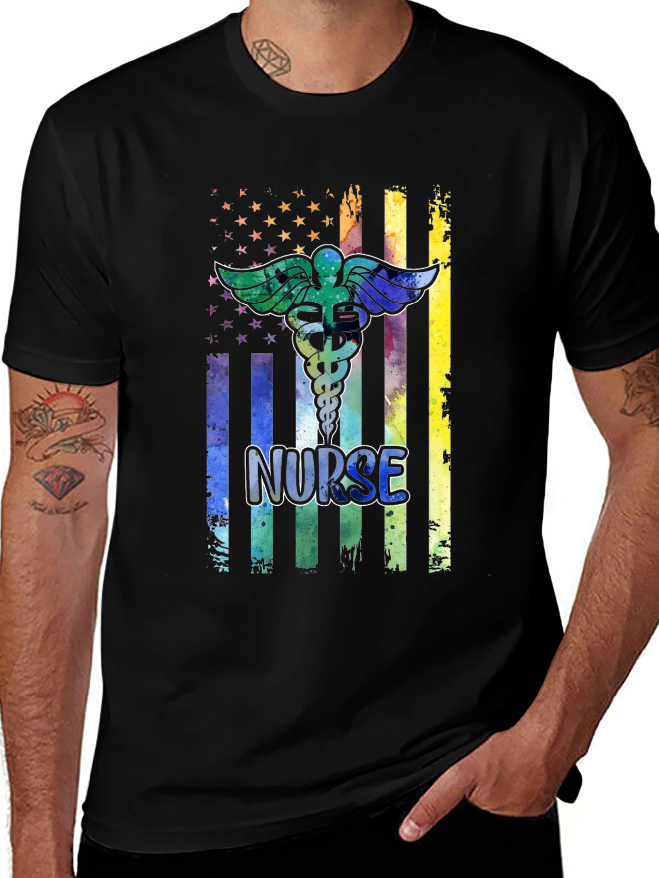 Nurse Pride Graphic T-Shirt - USA Flag Design