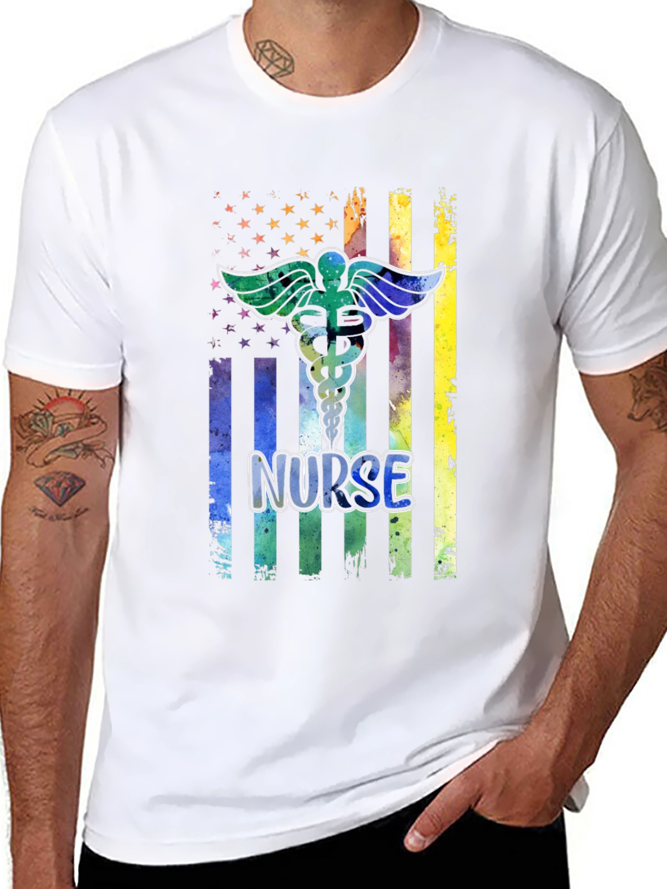 Nurse Pride Graphic T-Shirt - USA Flag Design