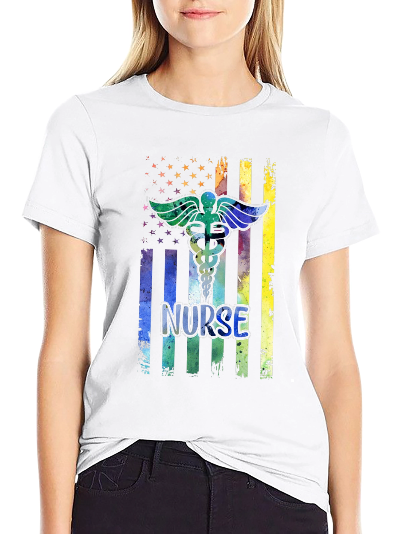 Nurse Pride Graphic T-Shirt - USA Flag Design