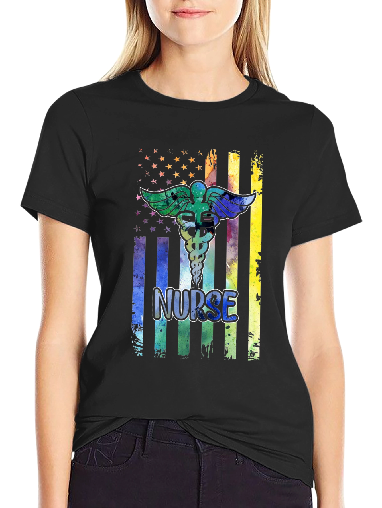 Nurse Pride Graphic T-Shirt - USA Flag Design