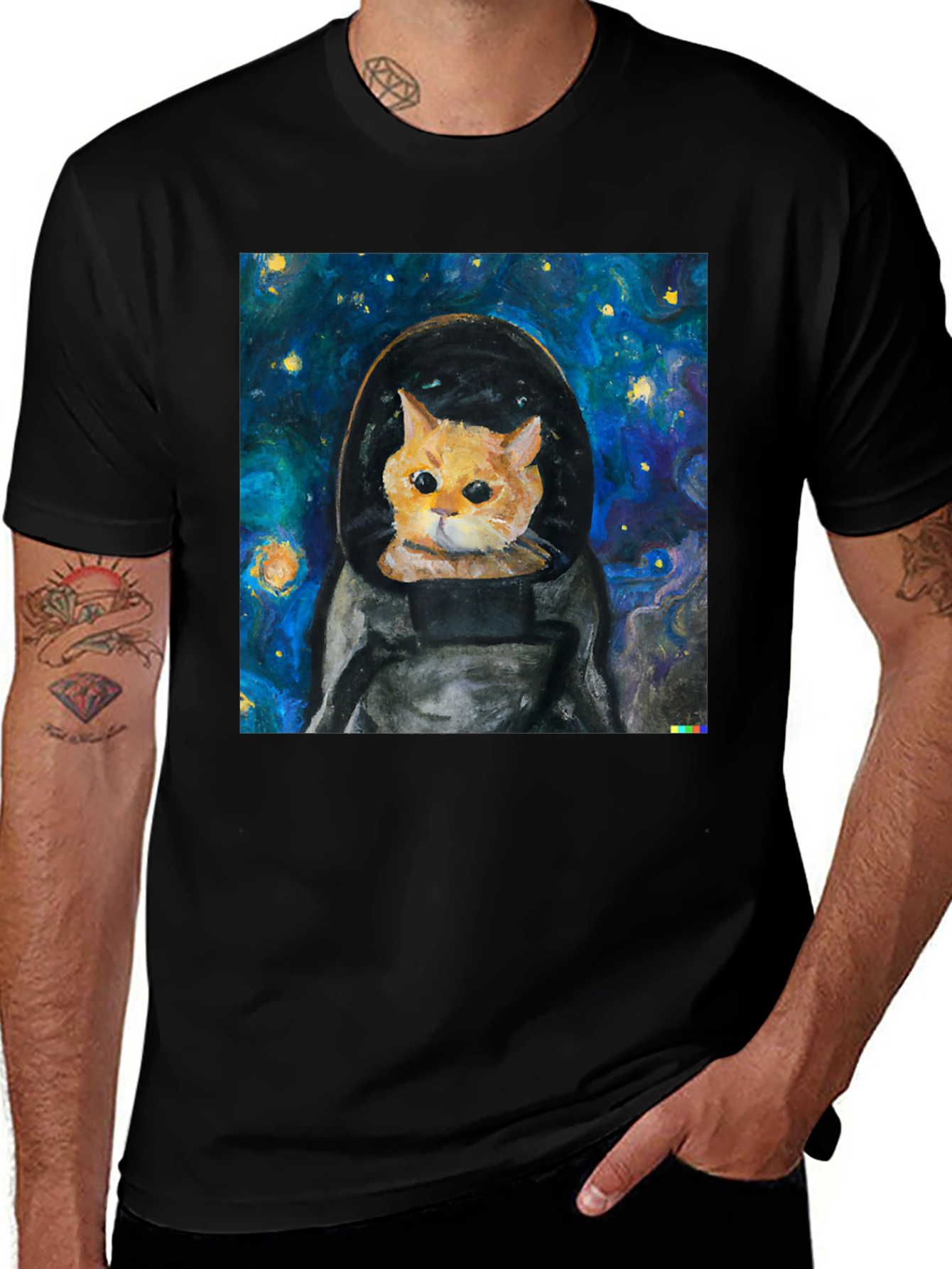Astronaut Cat T-Shirt - Starry Night Space Kitty Tee