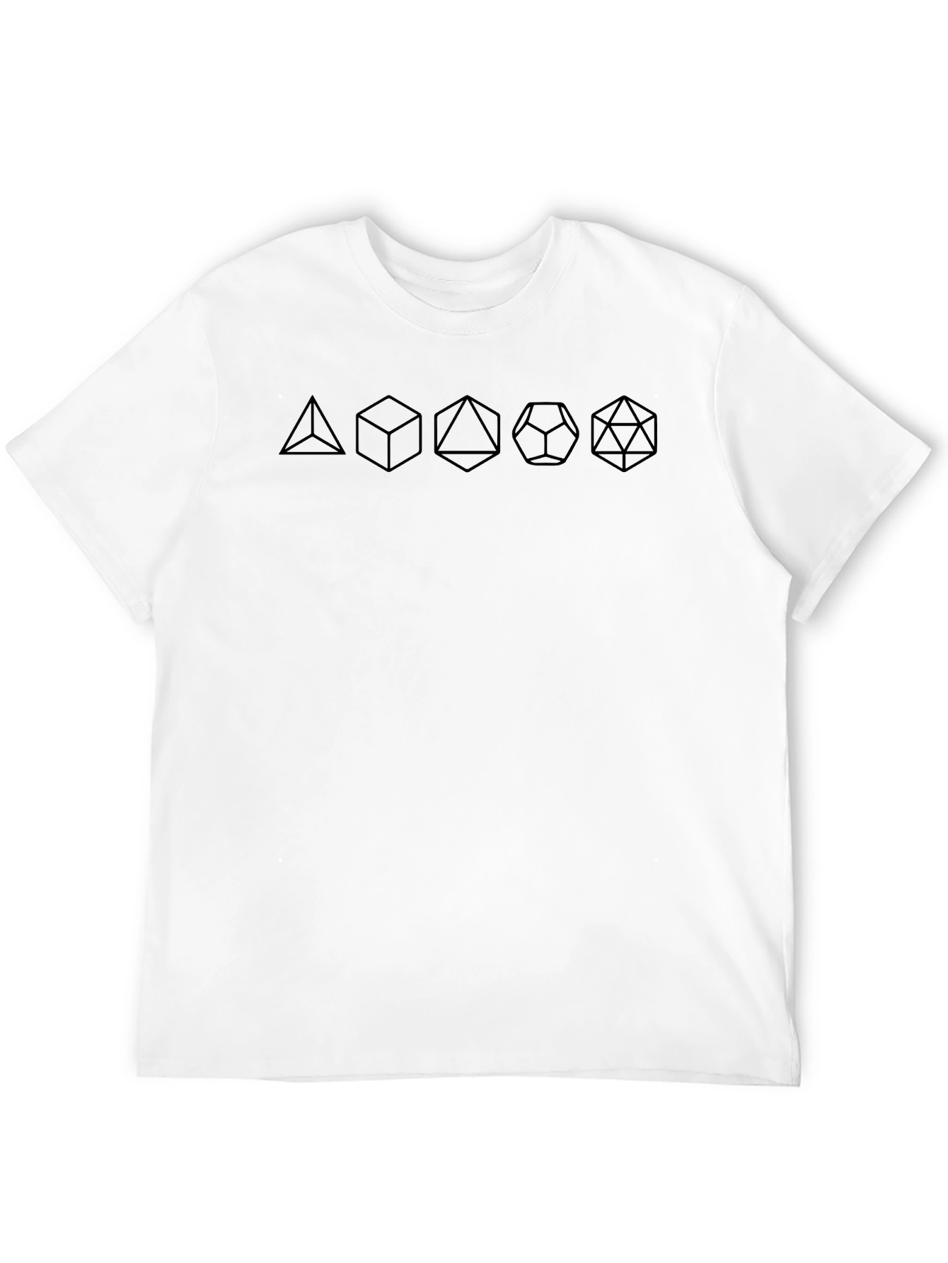Polyhedral Dice Set Graphic Print Black T-Shirt