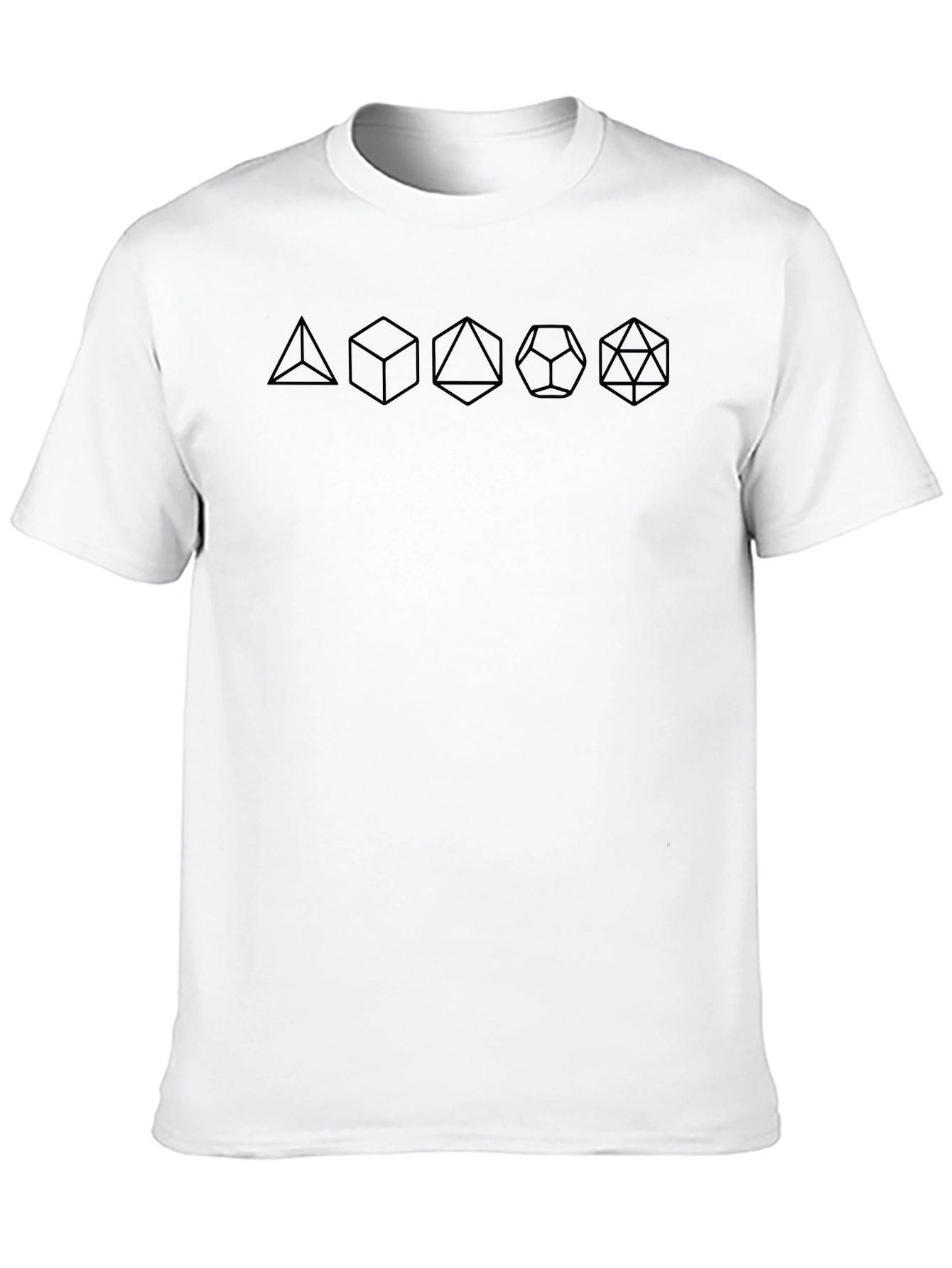 Polyhedral Dice Set Graphic Print Black T-Shirt