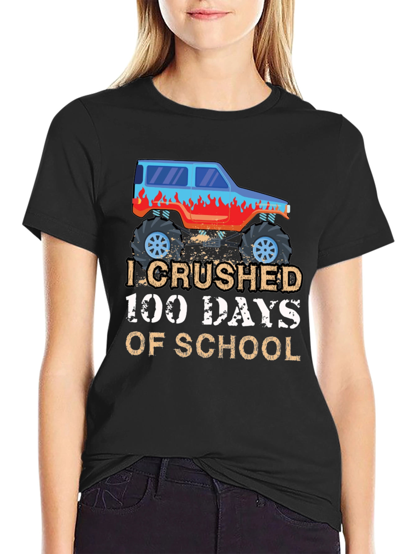 I Crushed 100 Days of School Monster Truck Tee