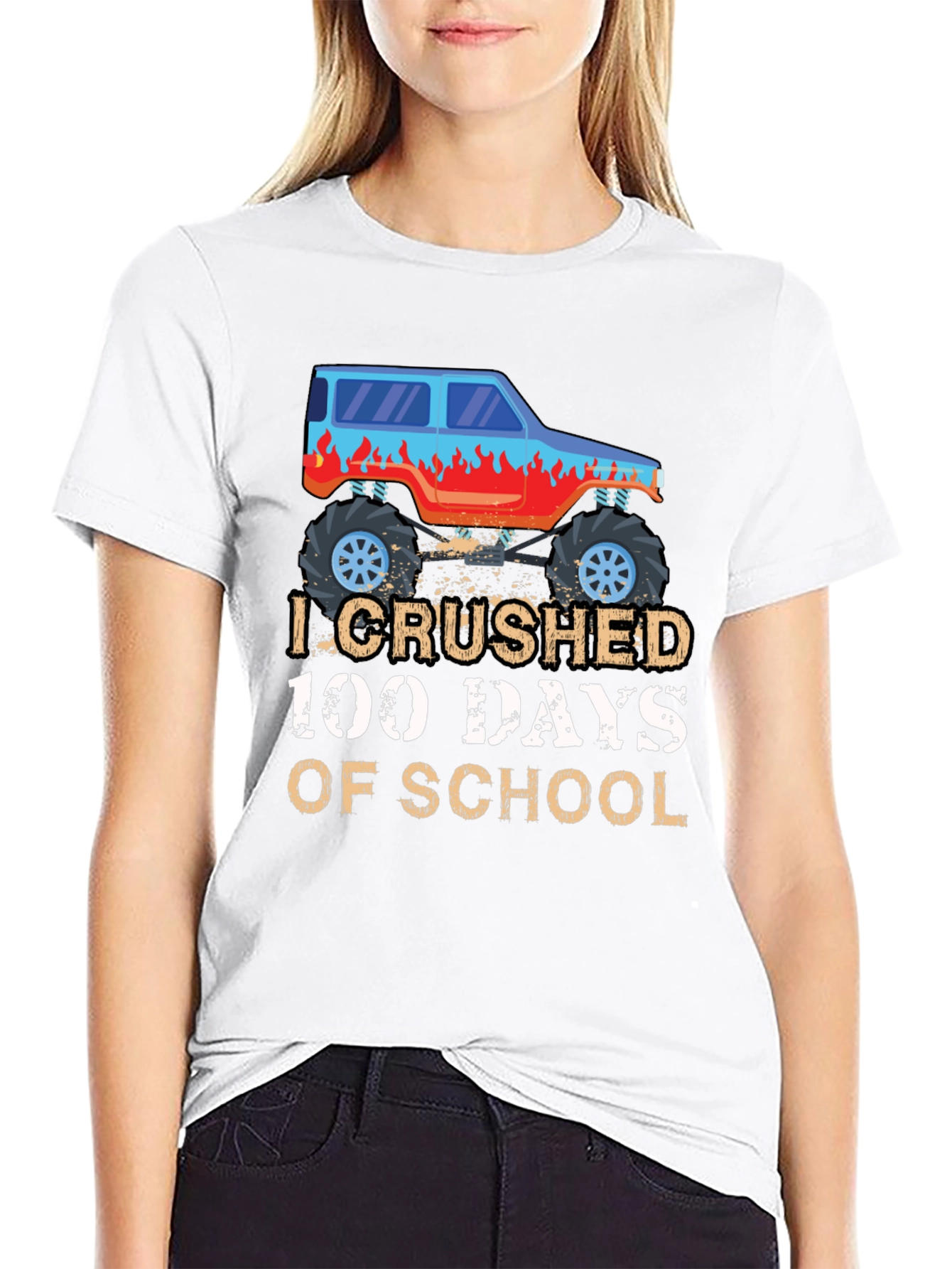 I Crushed 100 Days of School Monster Truck Tee