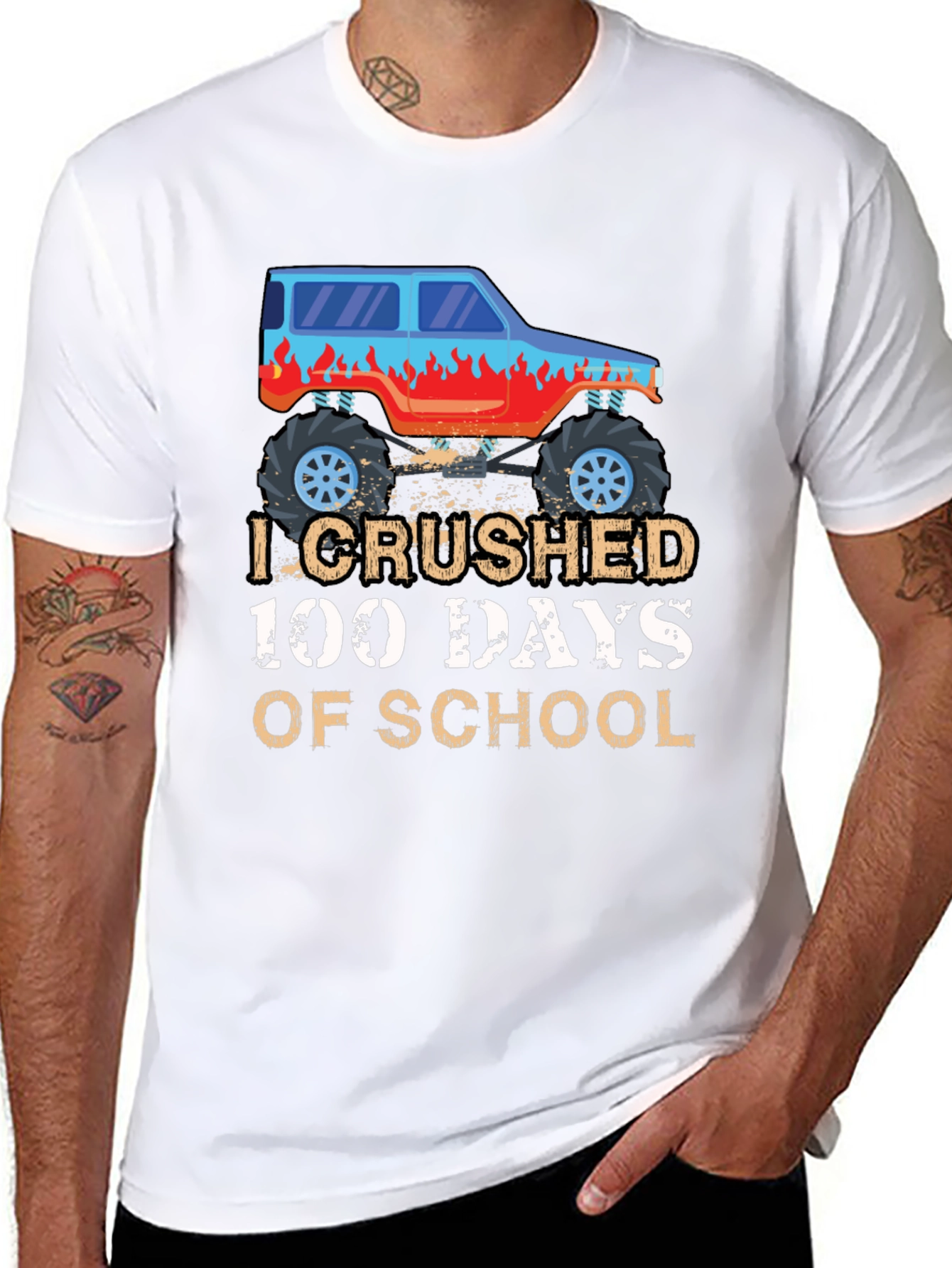 I Crushed 100 Days of School Monster Truck Tee