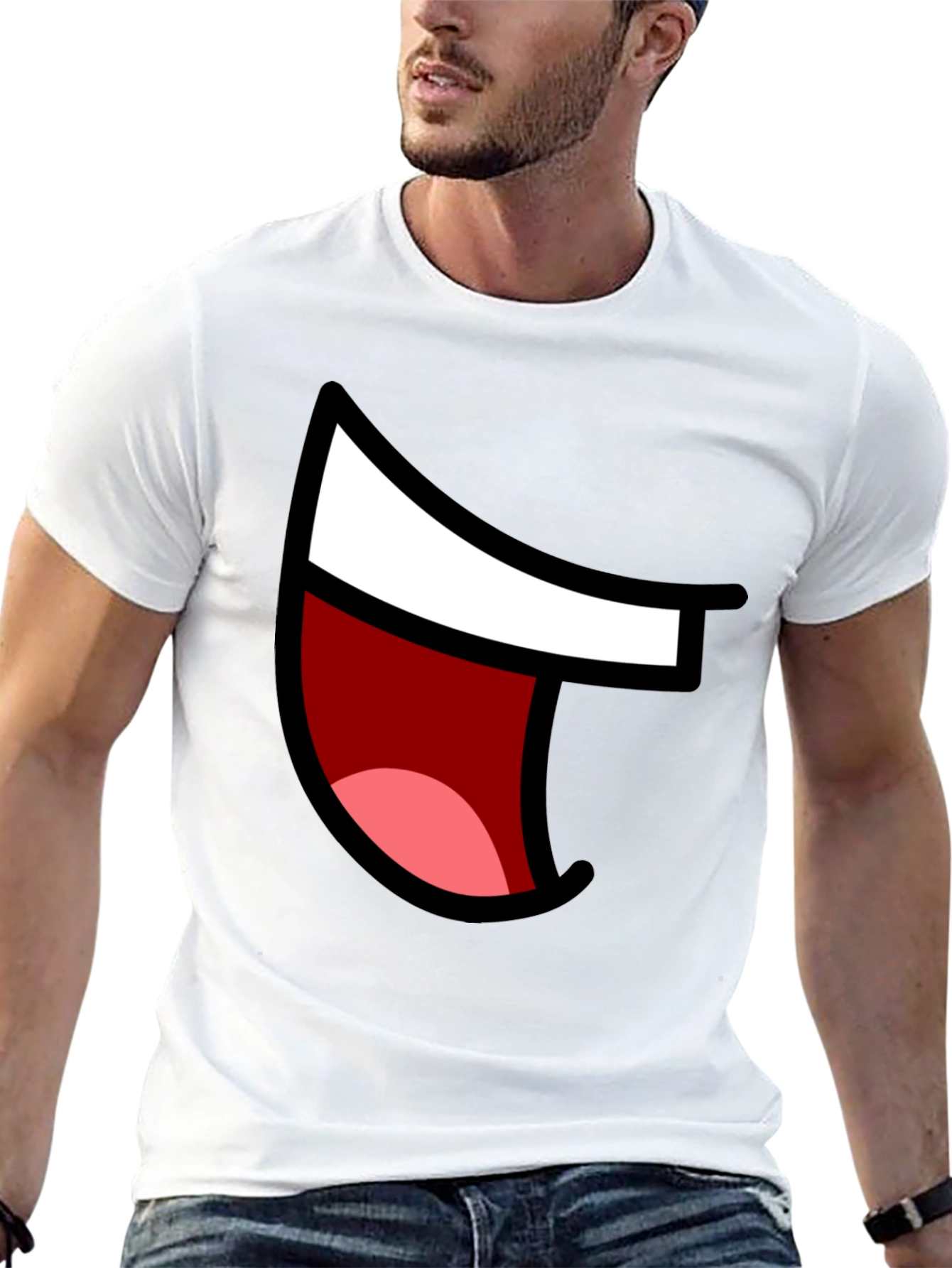 Cartoon Mouth Graphic Tee - Black