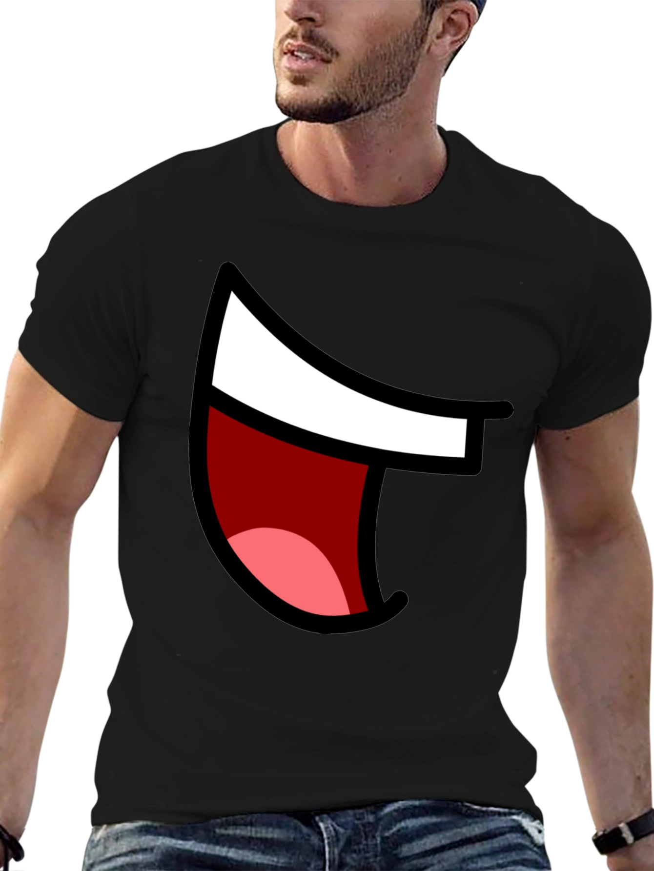 Cartoon Mouth Graphic Tee - Black