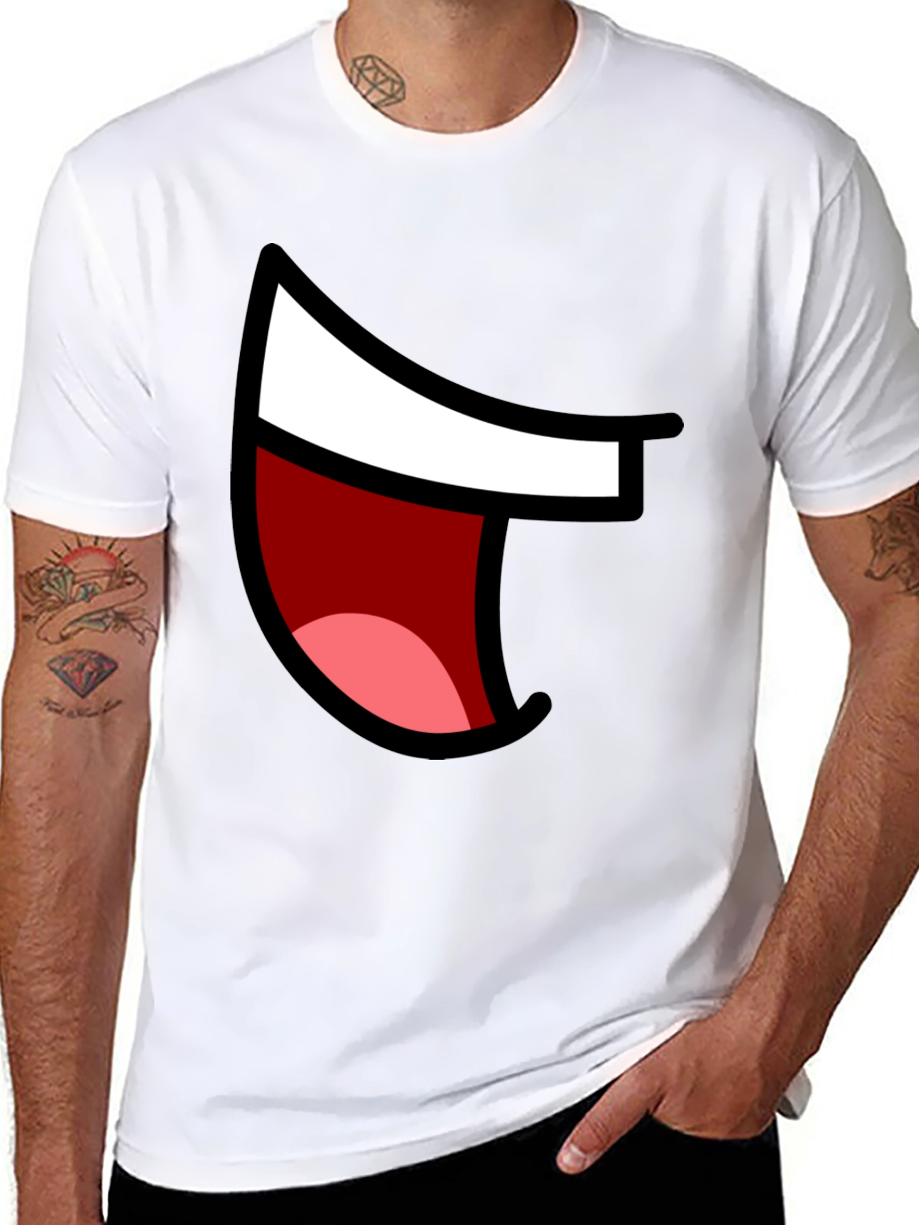 Cartoon Mouth Graphic Tee - Black