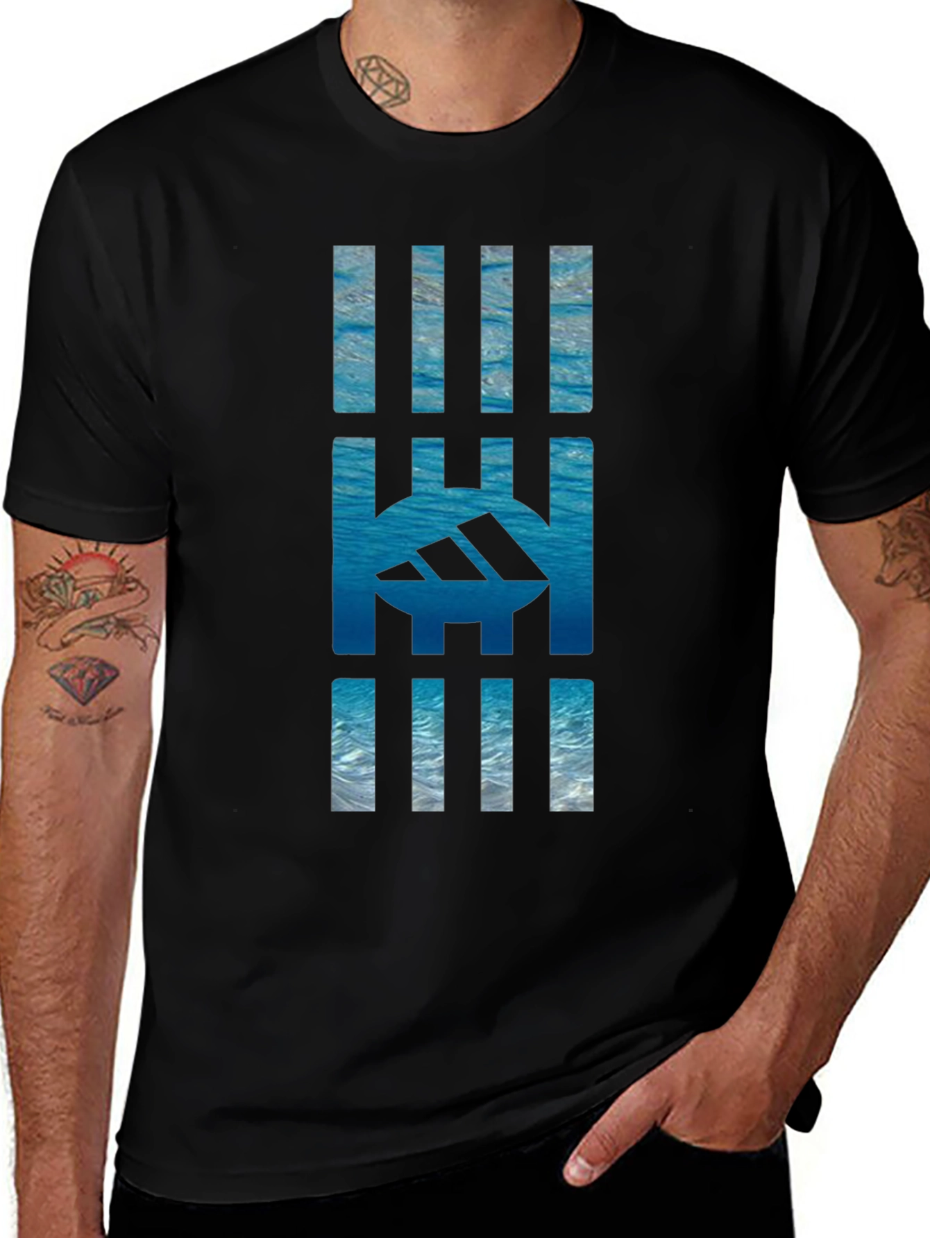 Abstract Sea Graphic Tee - Black