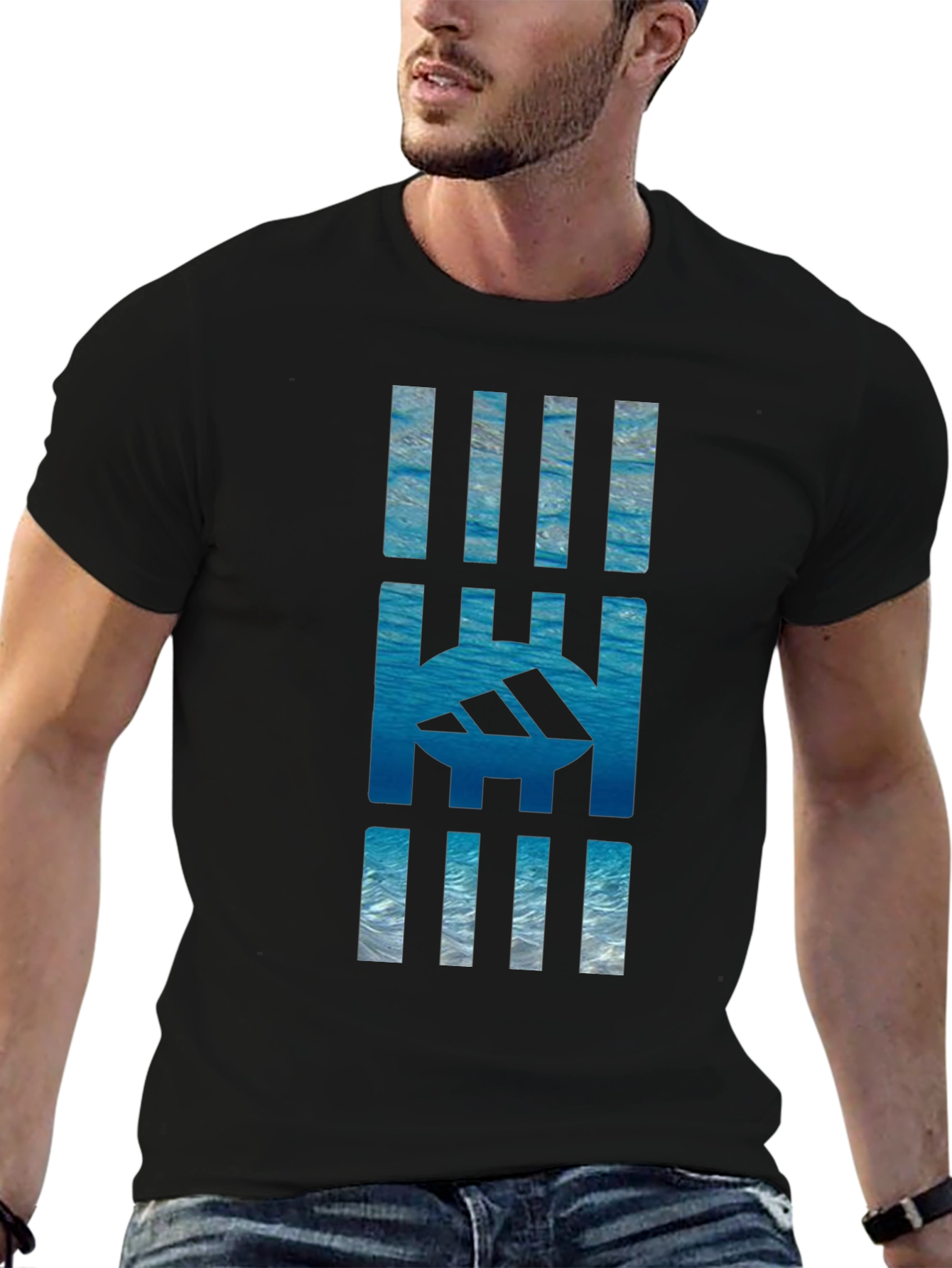 Abstract Sea Graphic Tee - Black