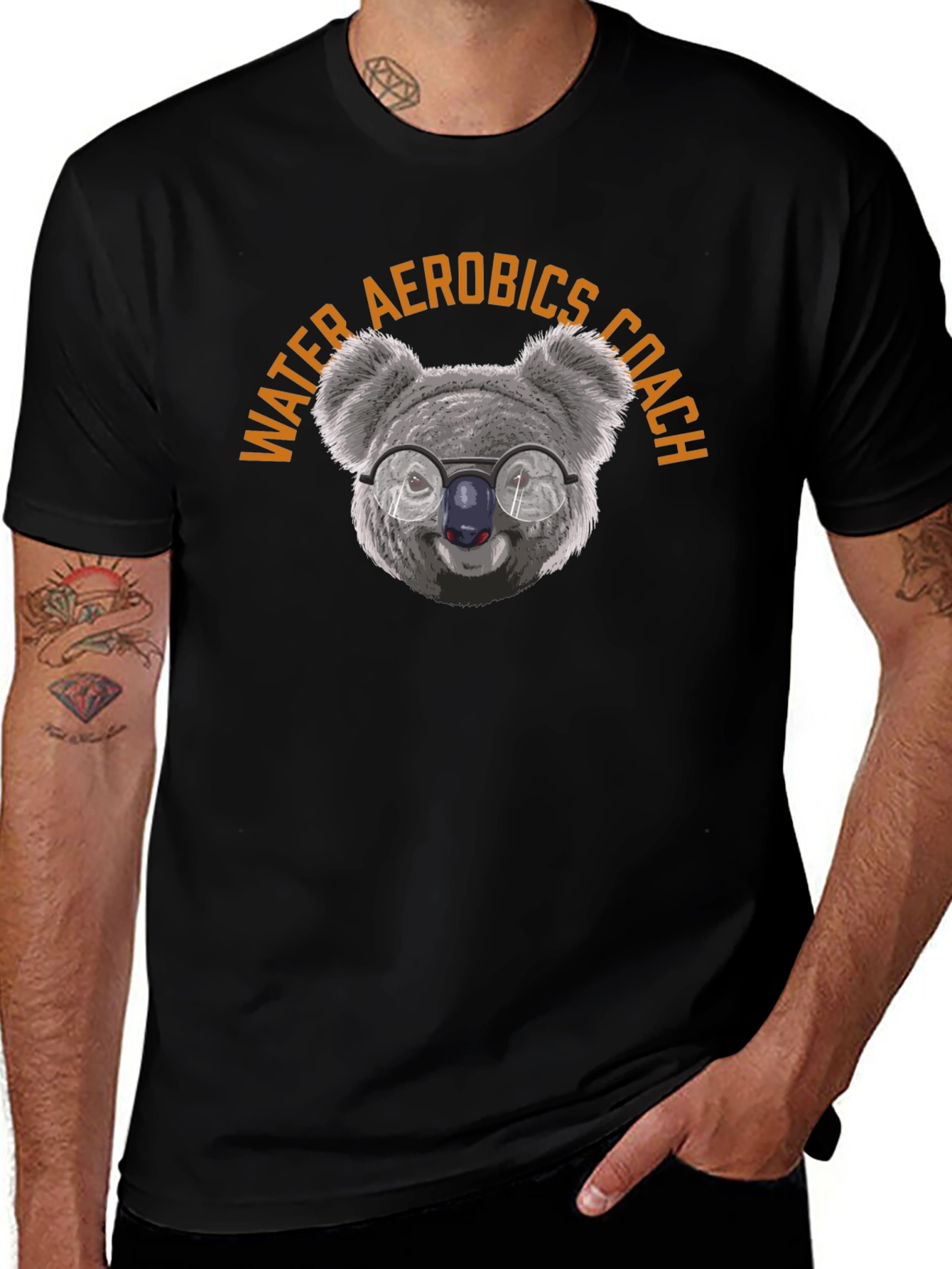 Water Aerobics Coach T-Shirt: Koala with Glasses