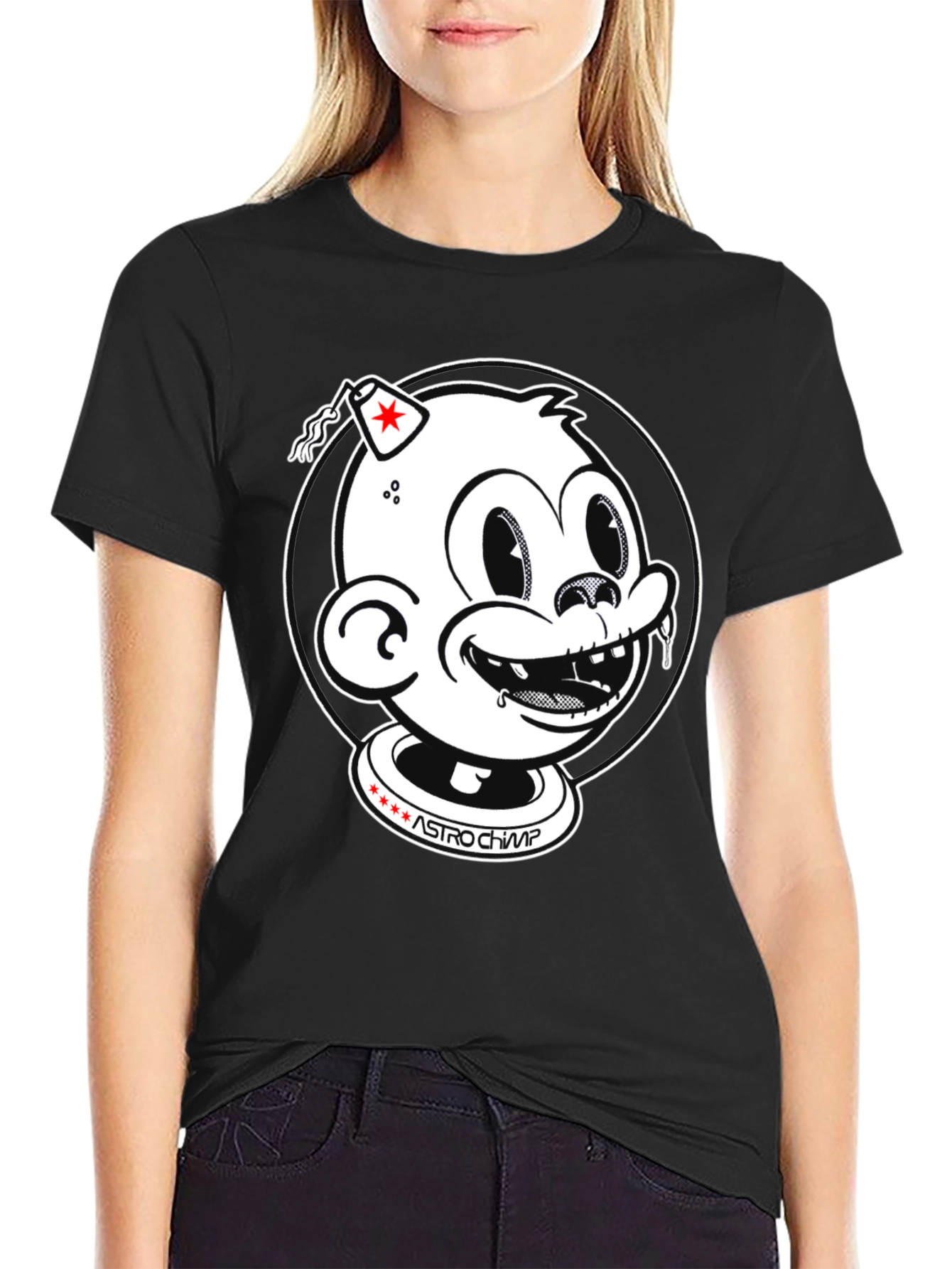 Astro Chimp Graphic T-Shirt - Bold Black Tee