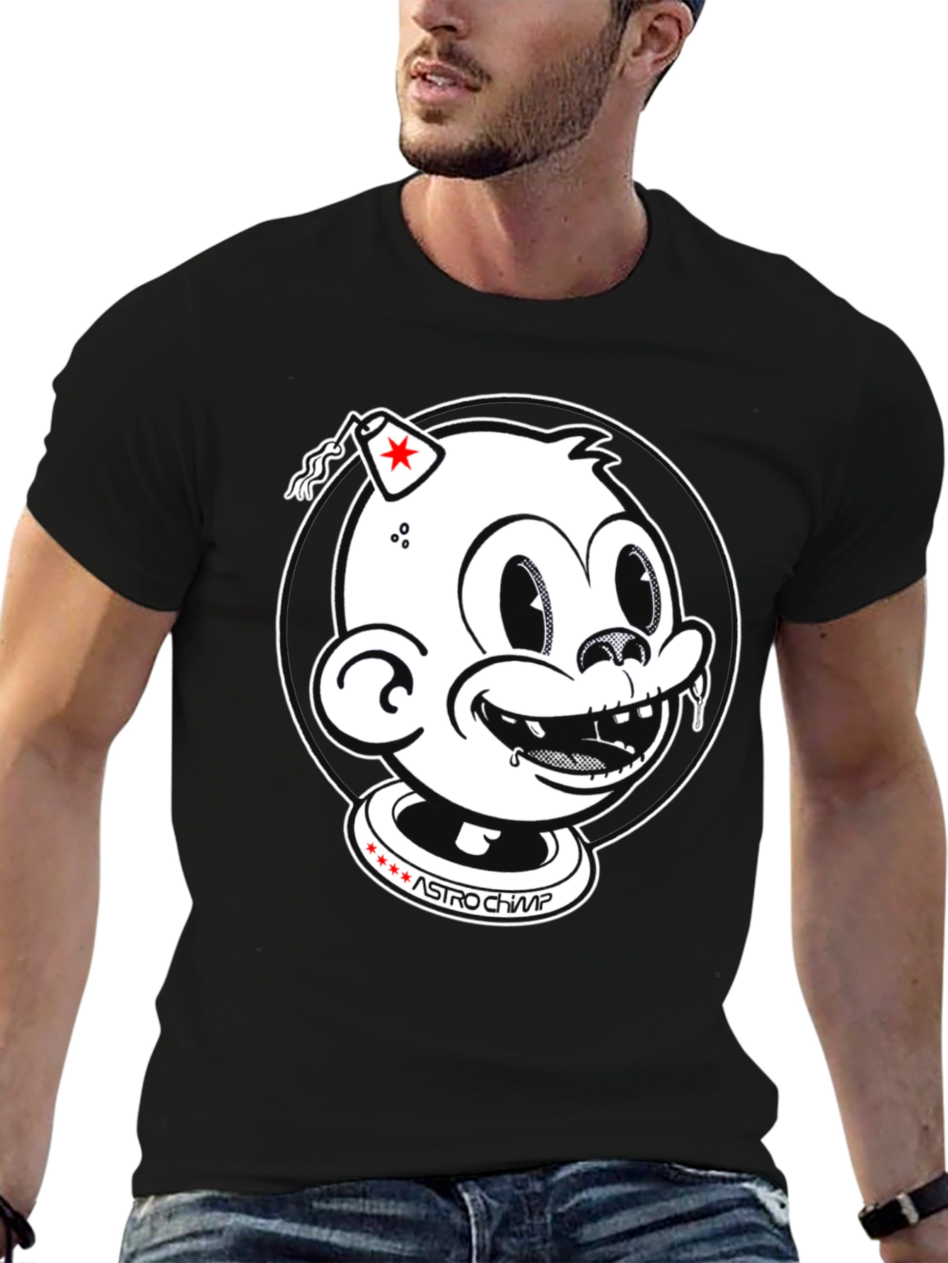 Astro Chimp Graphic T-Shirt - Bold Black Tee