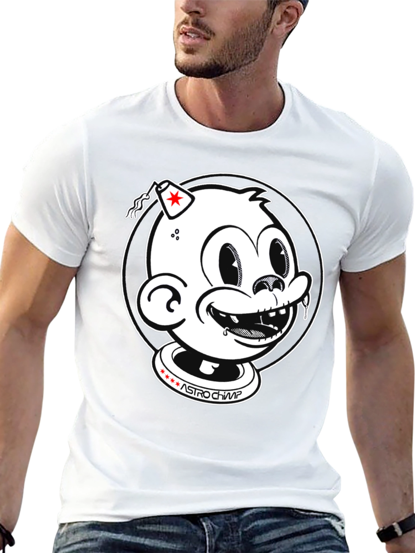 Astro Chimp Graphic T-Shirt - Bold Black Tee