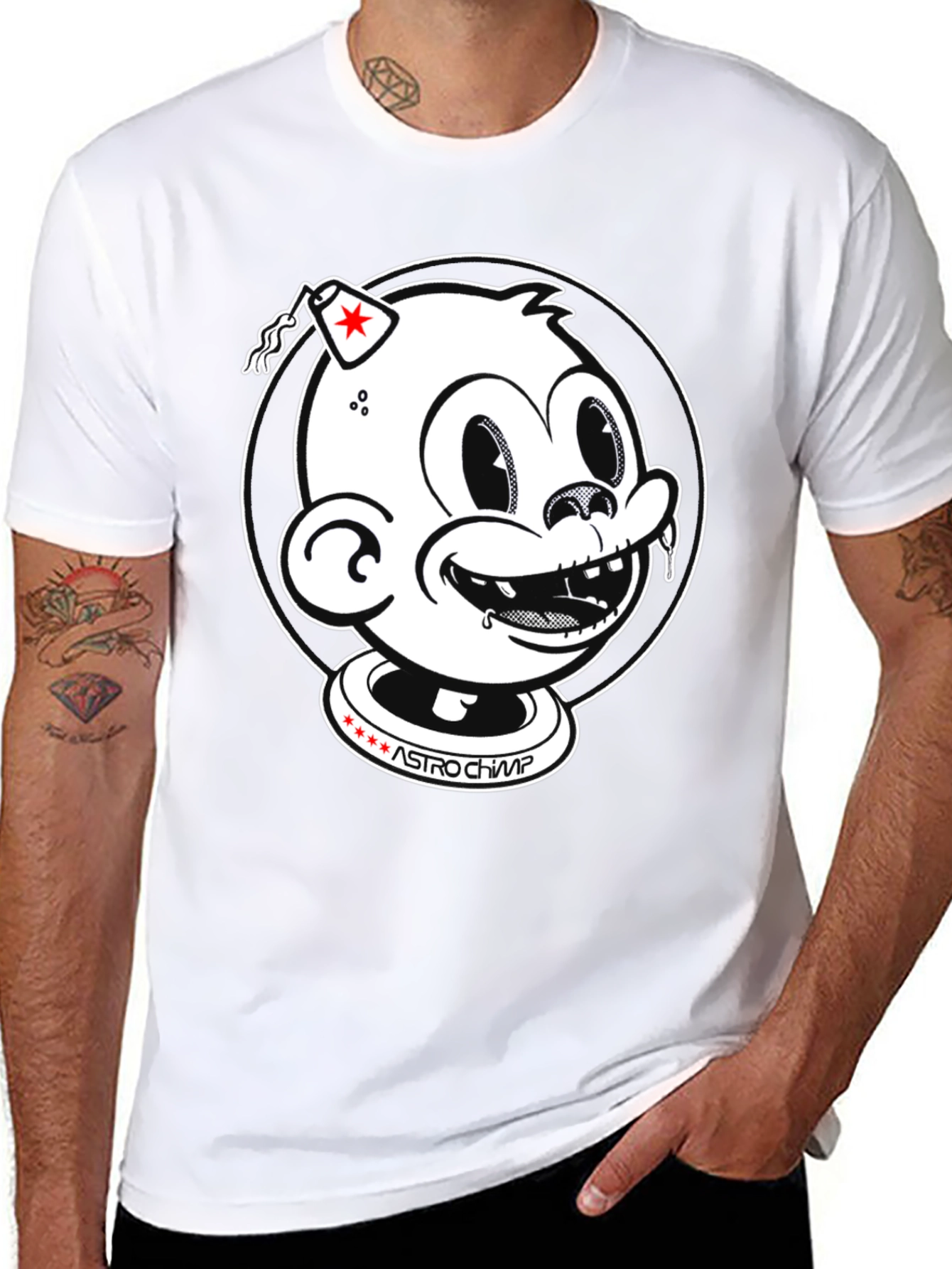 Astro Chimp Graphic T-Shirt - Bold Black Tee