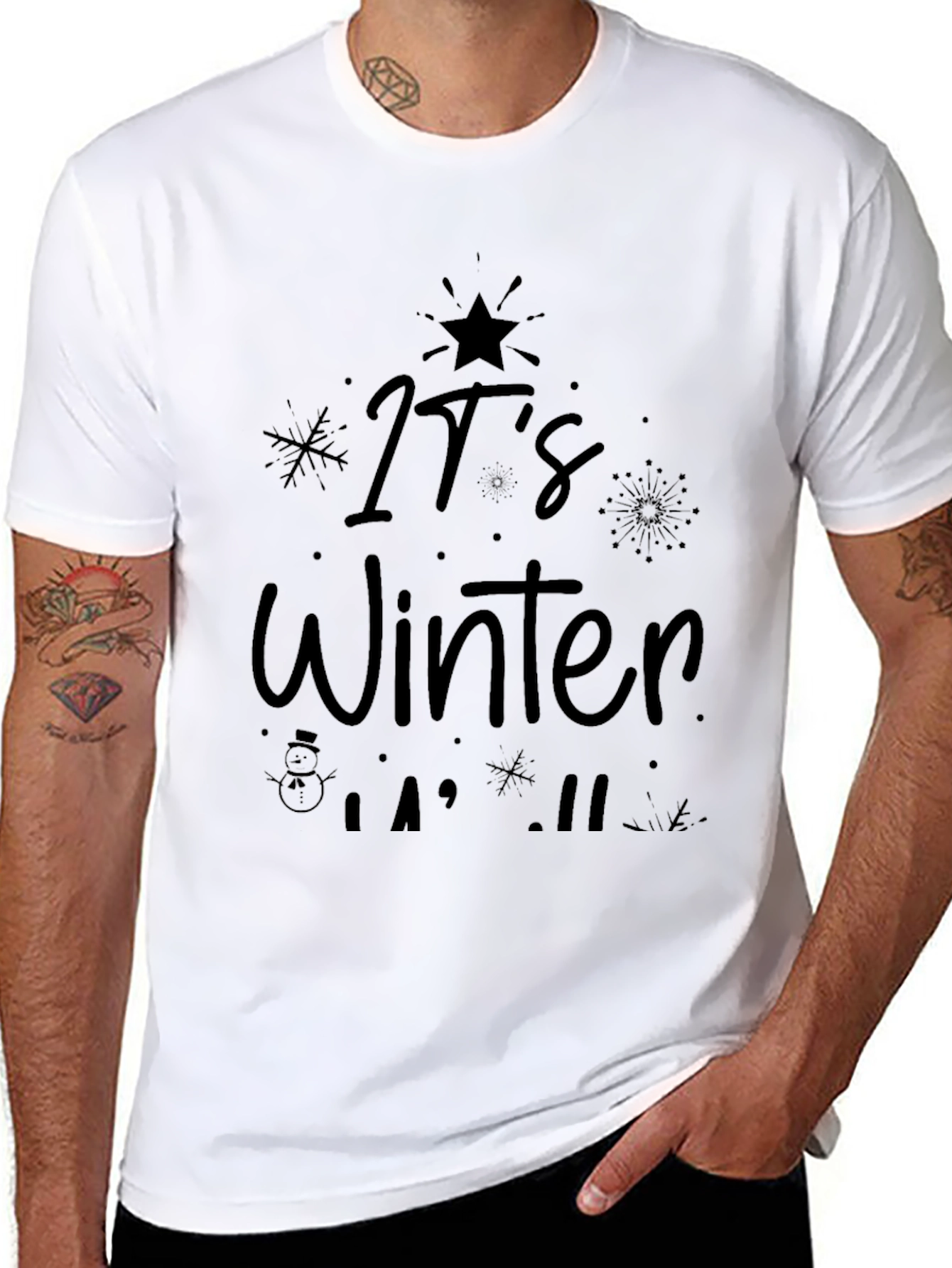 Its Winter Black Graphic Tee