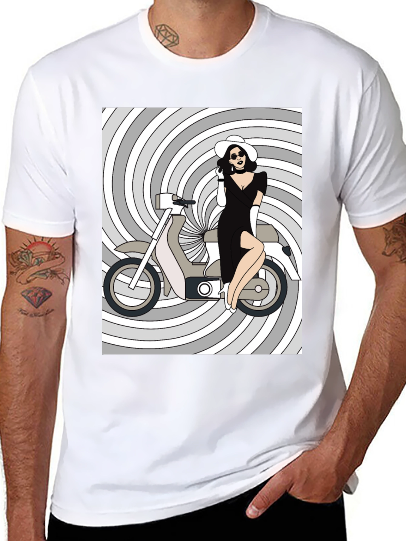 Retro Chic T-Shirt: Girl on Scooter