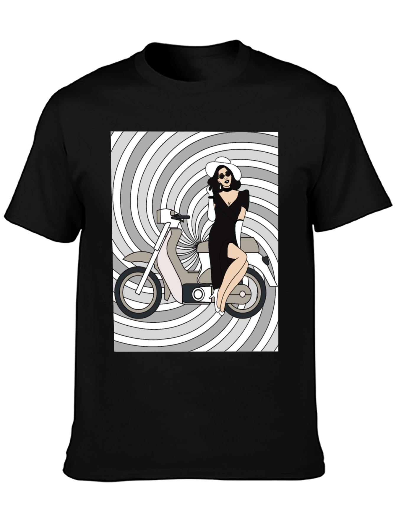 Retro Chic T-Shirt: Girl on Scooter