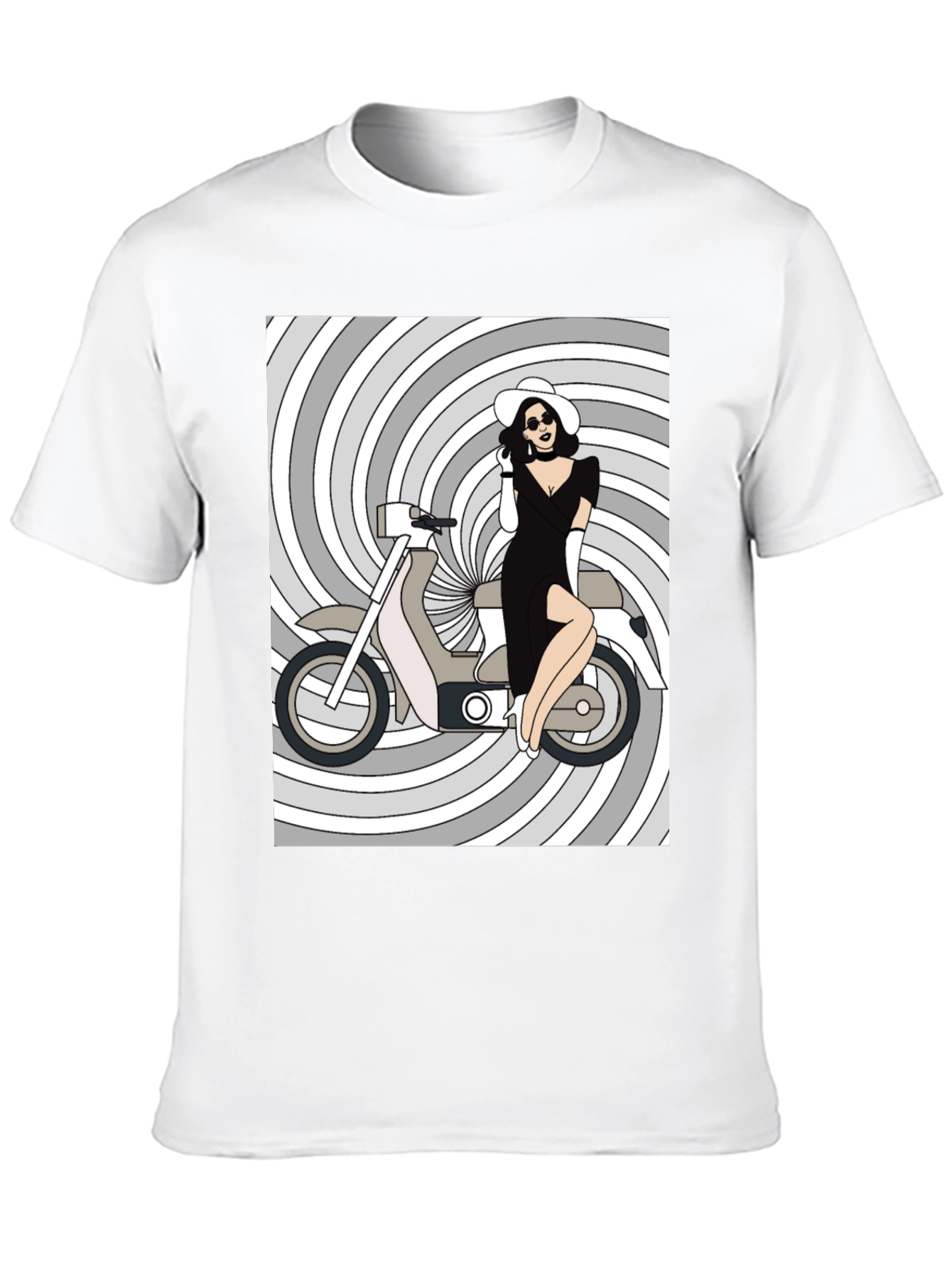 Retro Chic T-Shirt: Girl on Scooter