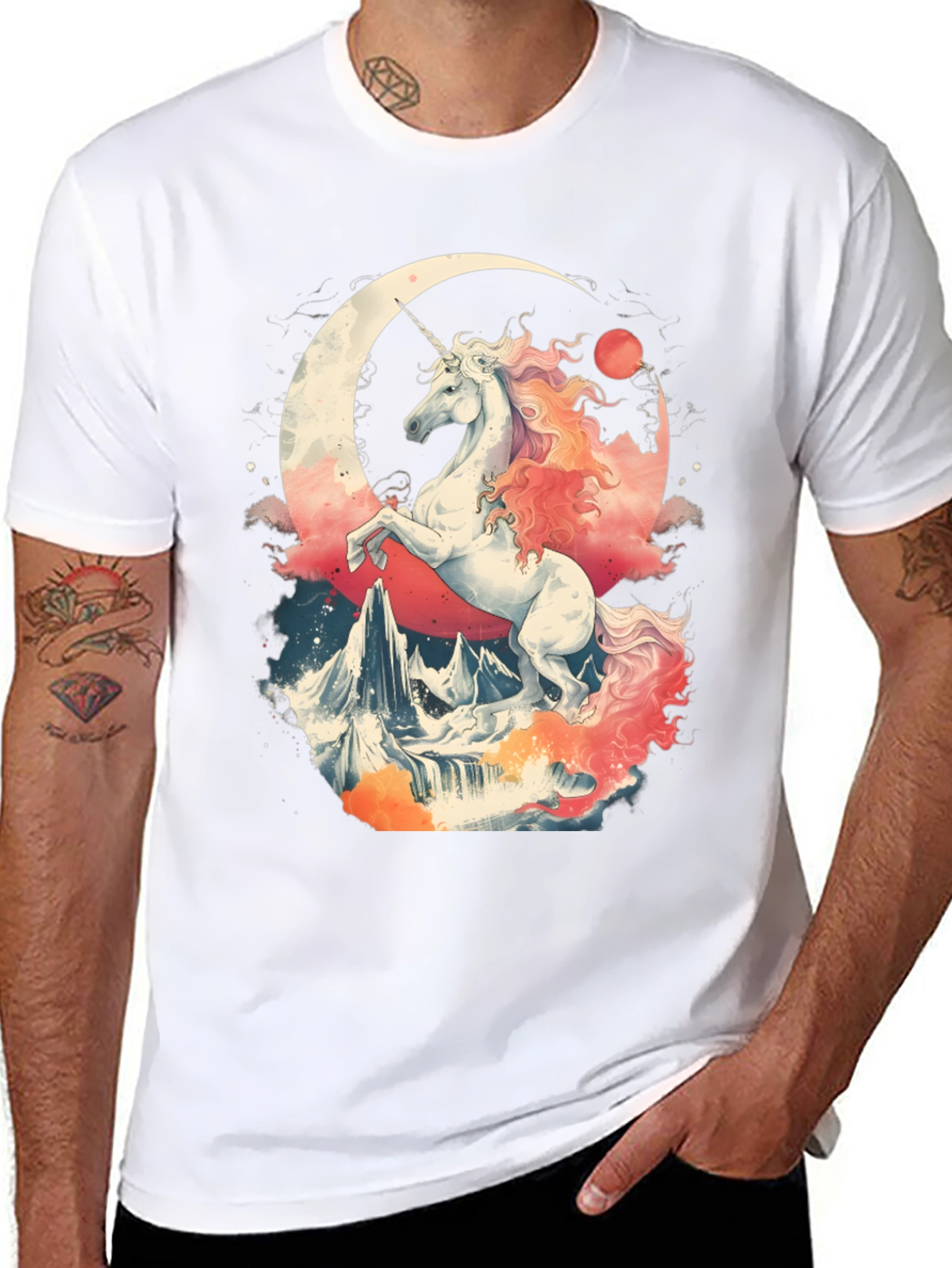 Unicorn Crescent Moon Graphic T-Shirt