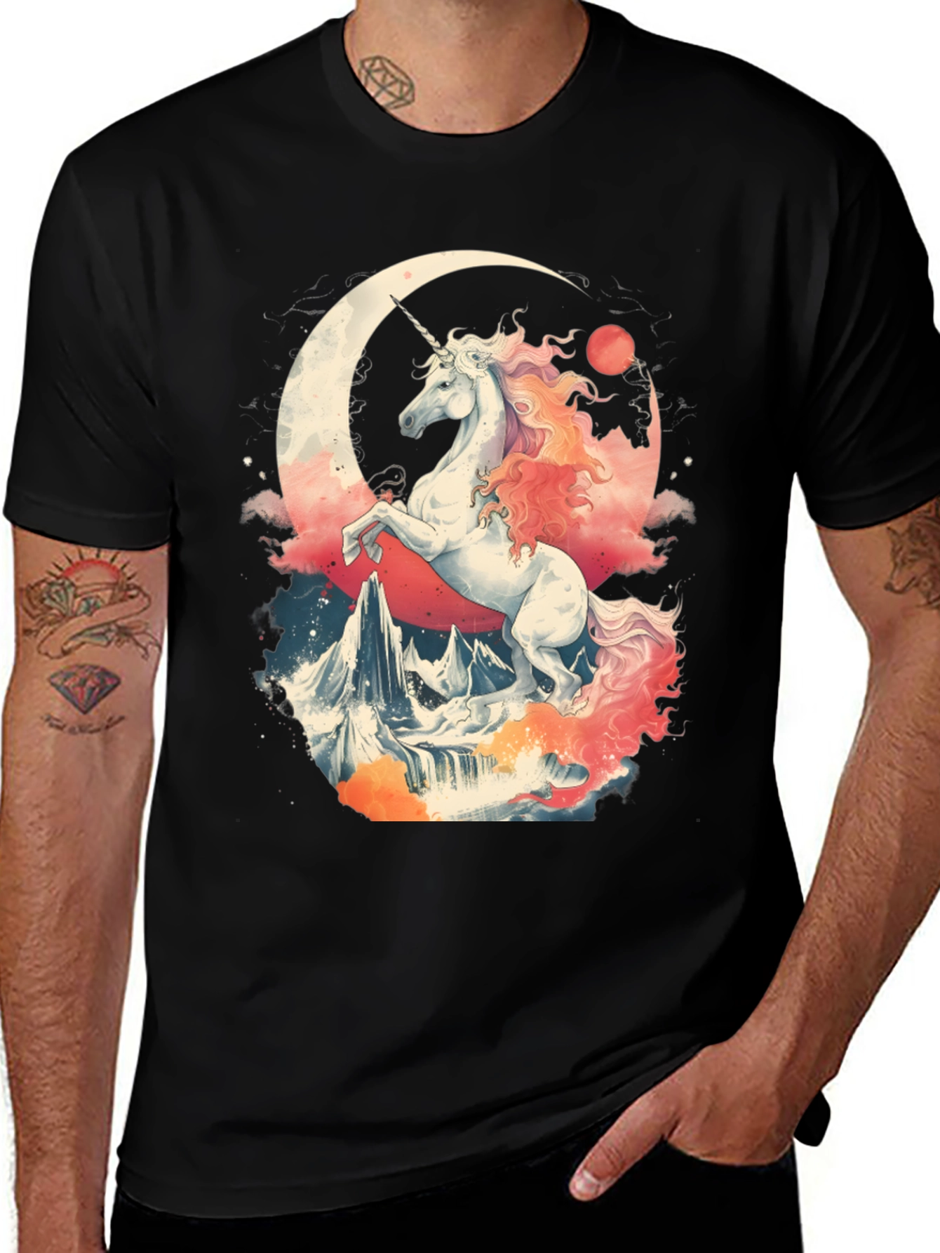 Unicorn Crescent Moon Graphic T-Shirt