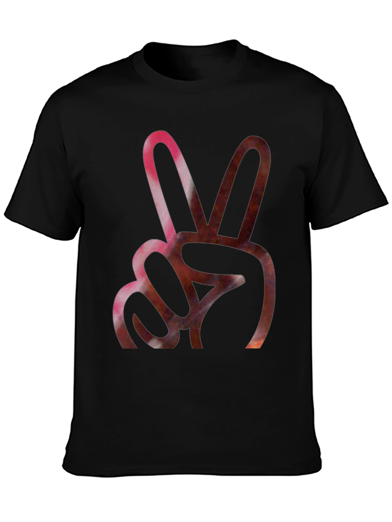 Peace Sign Graphic Tee - Black Cotton Blend