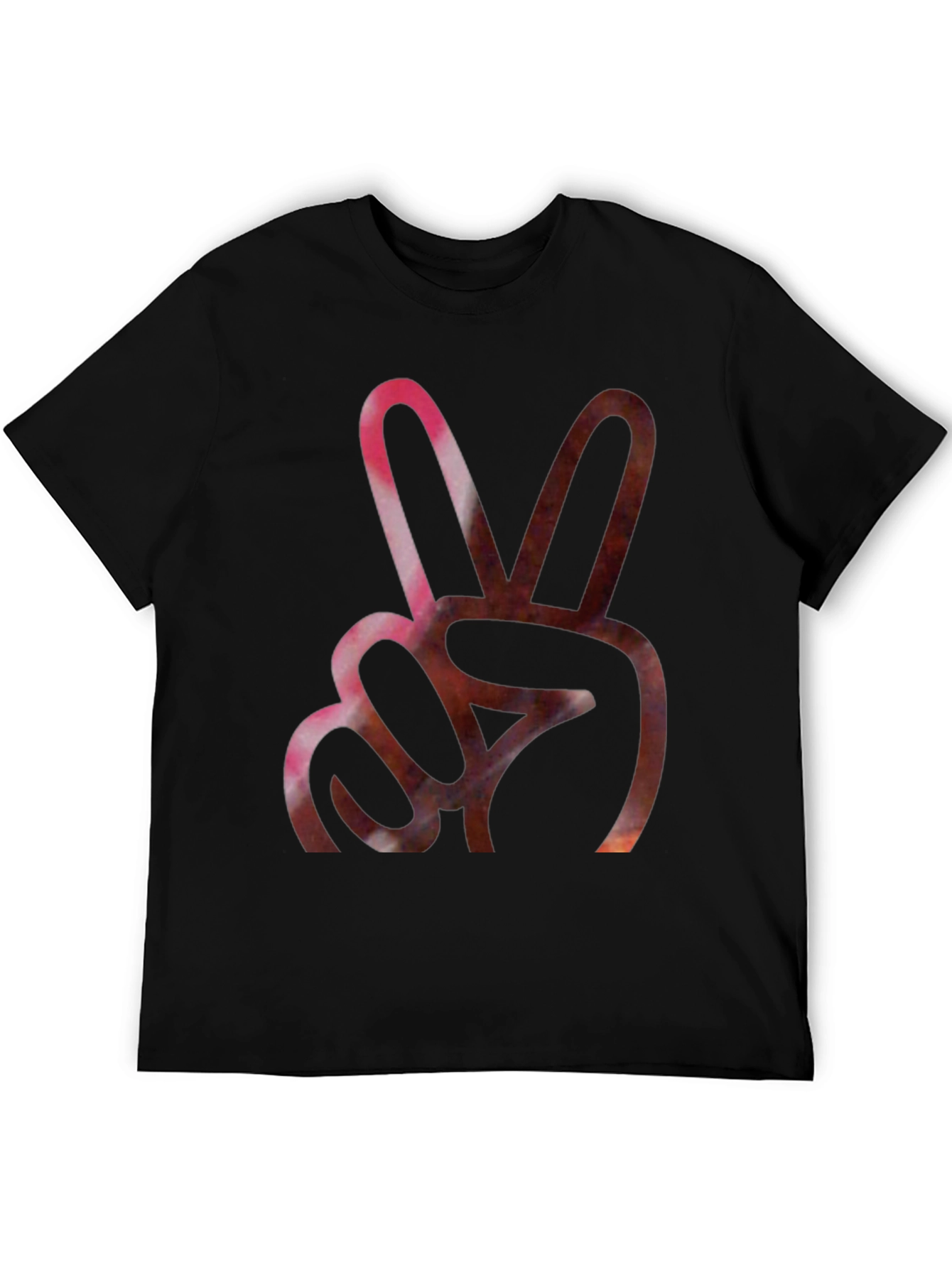 Peace Sign Graphic Tee - Black Cotton Blend