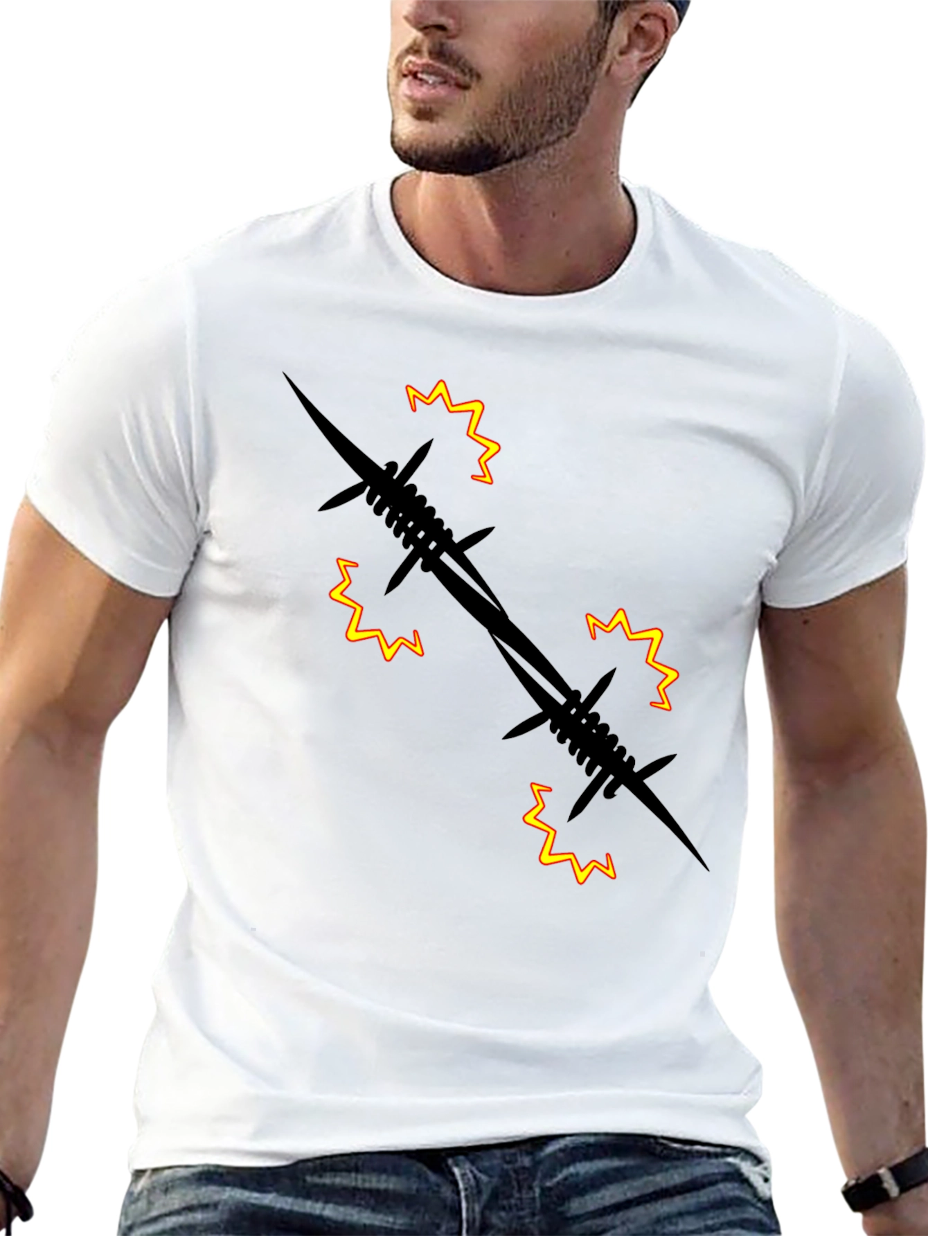Barbed Wire Graphic Black T-Shirt