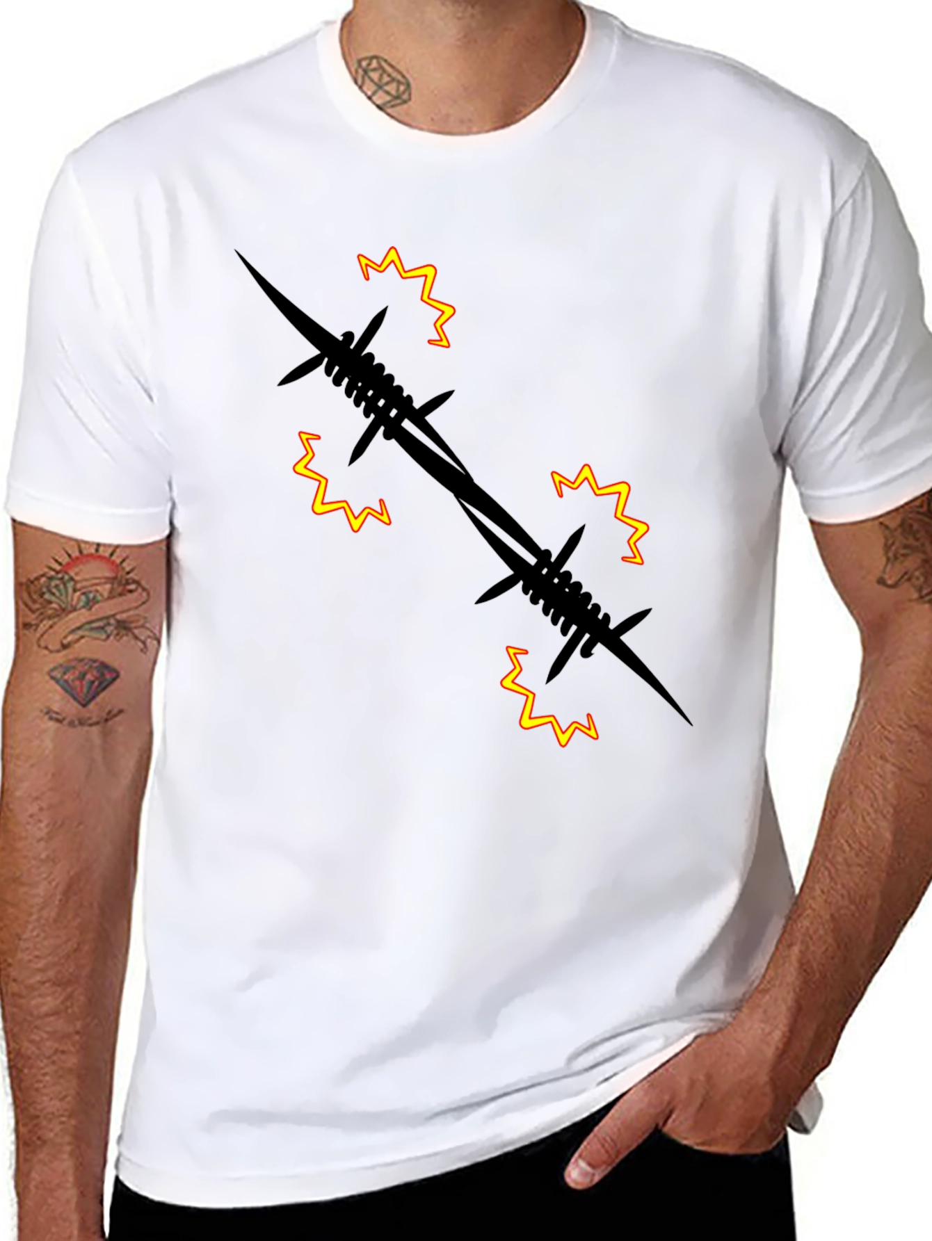 Barbed Wire Graphic Black T-Shirt
