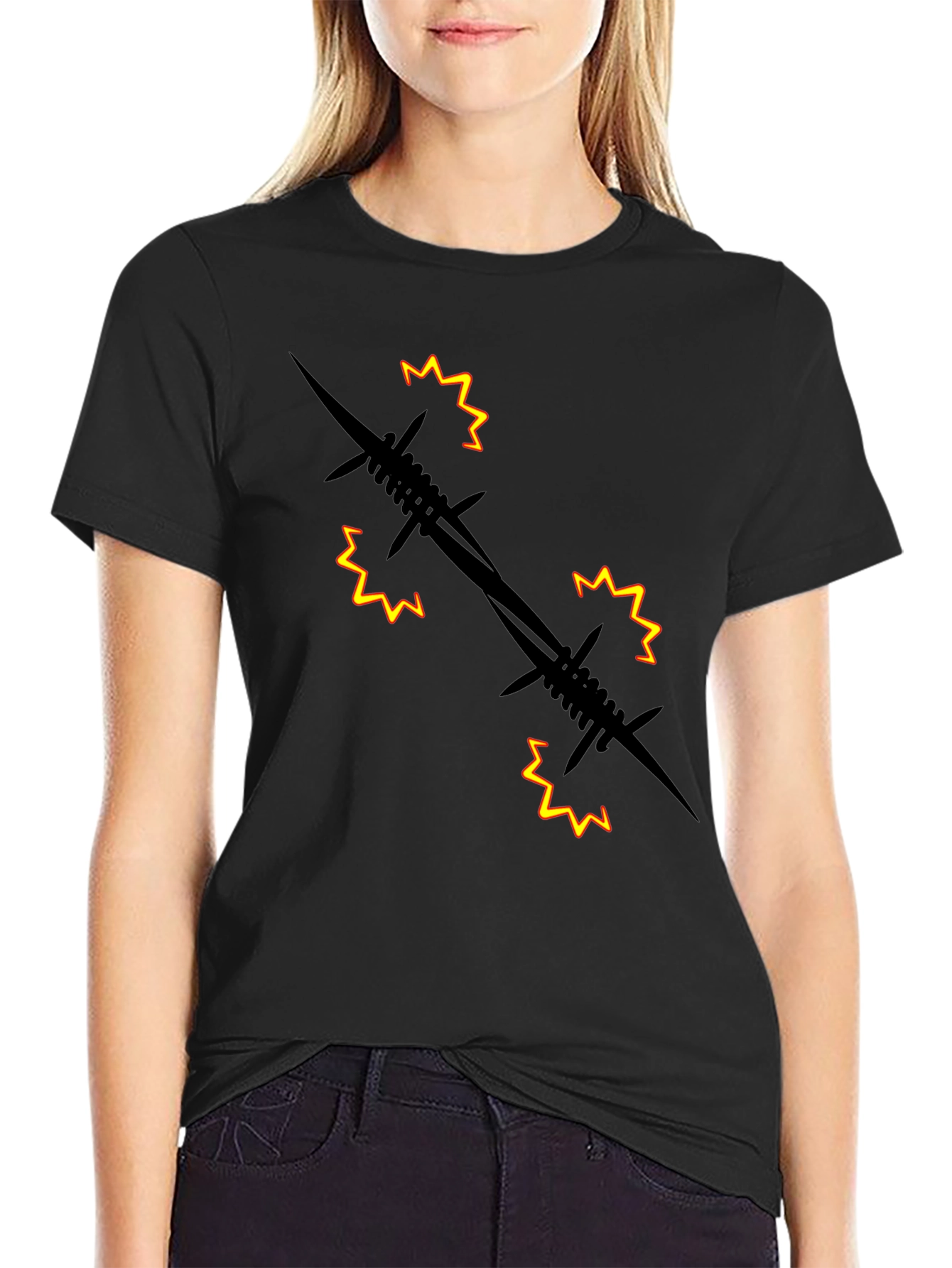 Barbed Wire Graphic Black T-Shirt