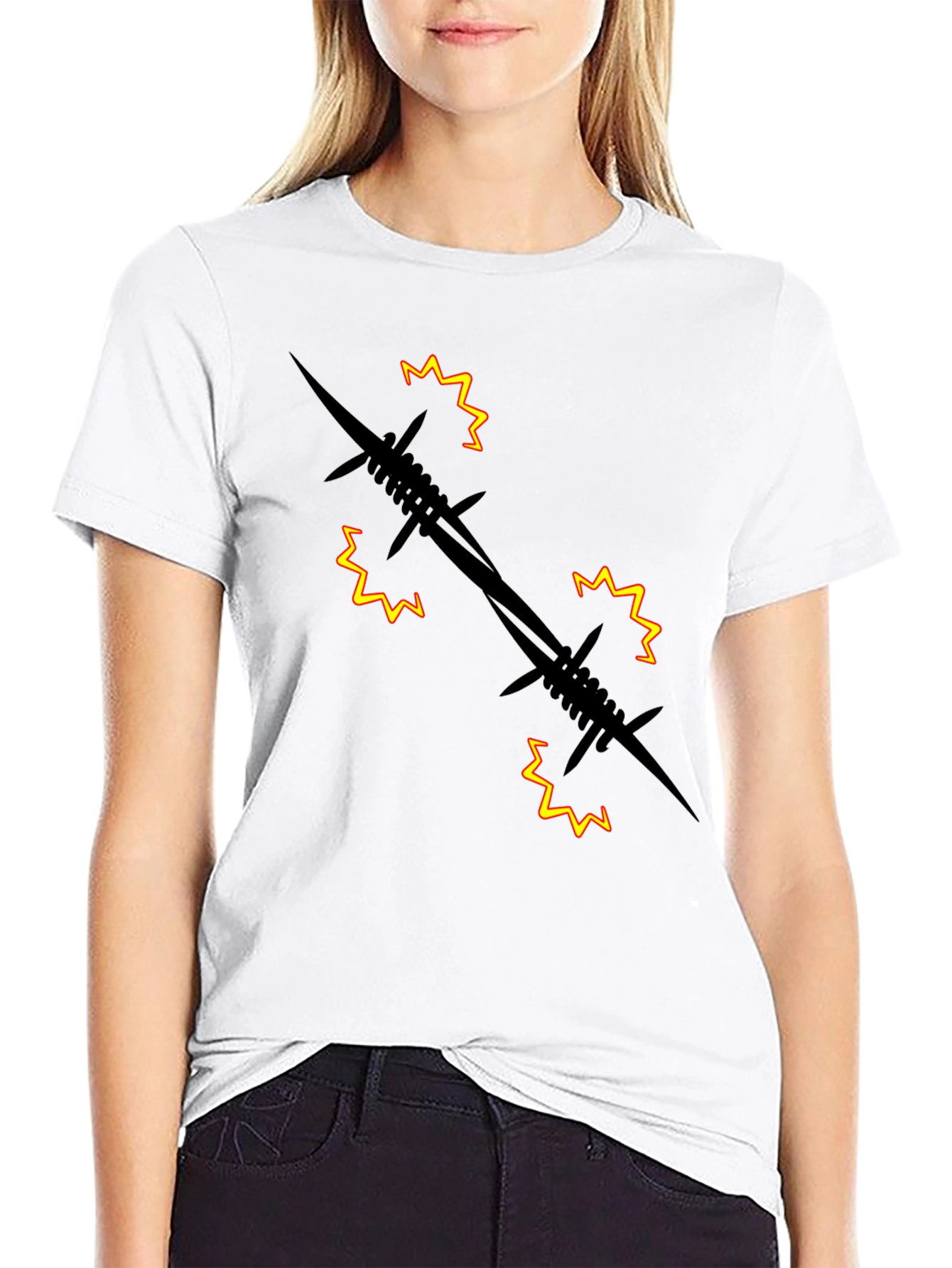 Barbed Wire Graphic Black T-Shirt