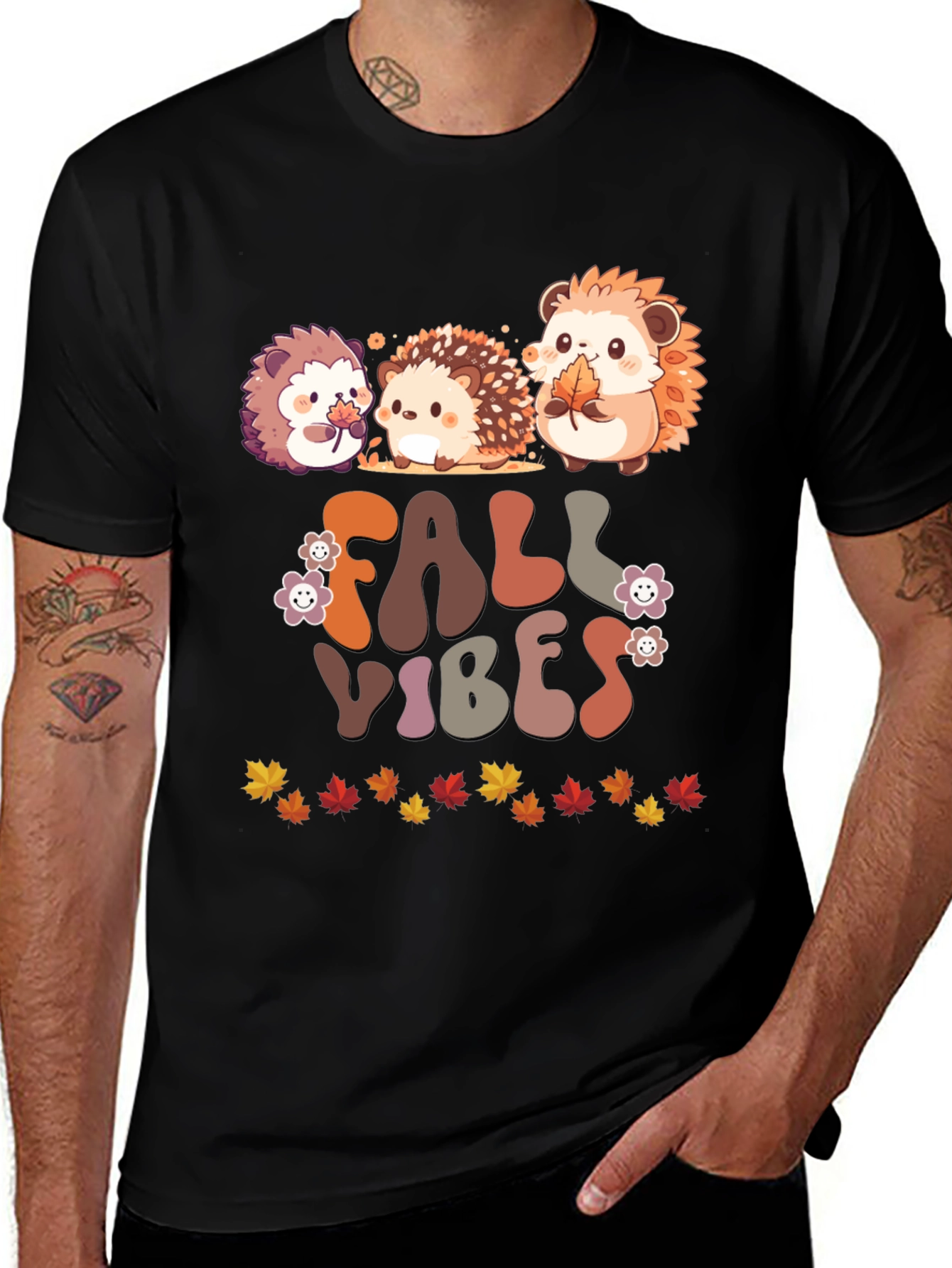Fall Vibes Hedgehog Graphic T-Shirt