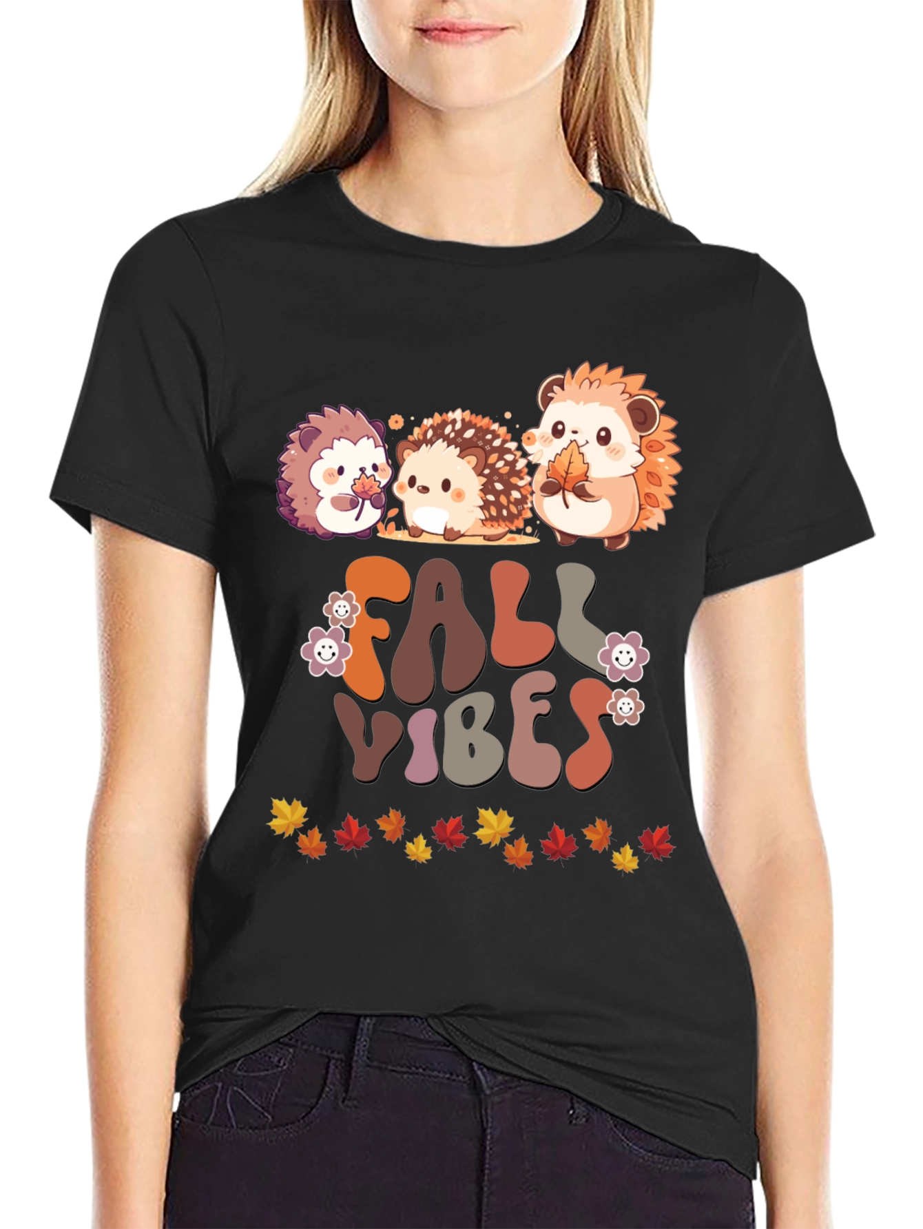 Fall Vibes Hedgehog Graphic T-Shirt