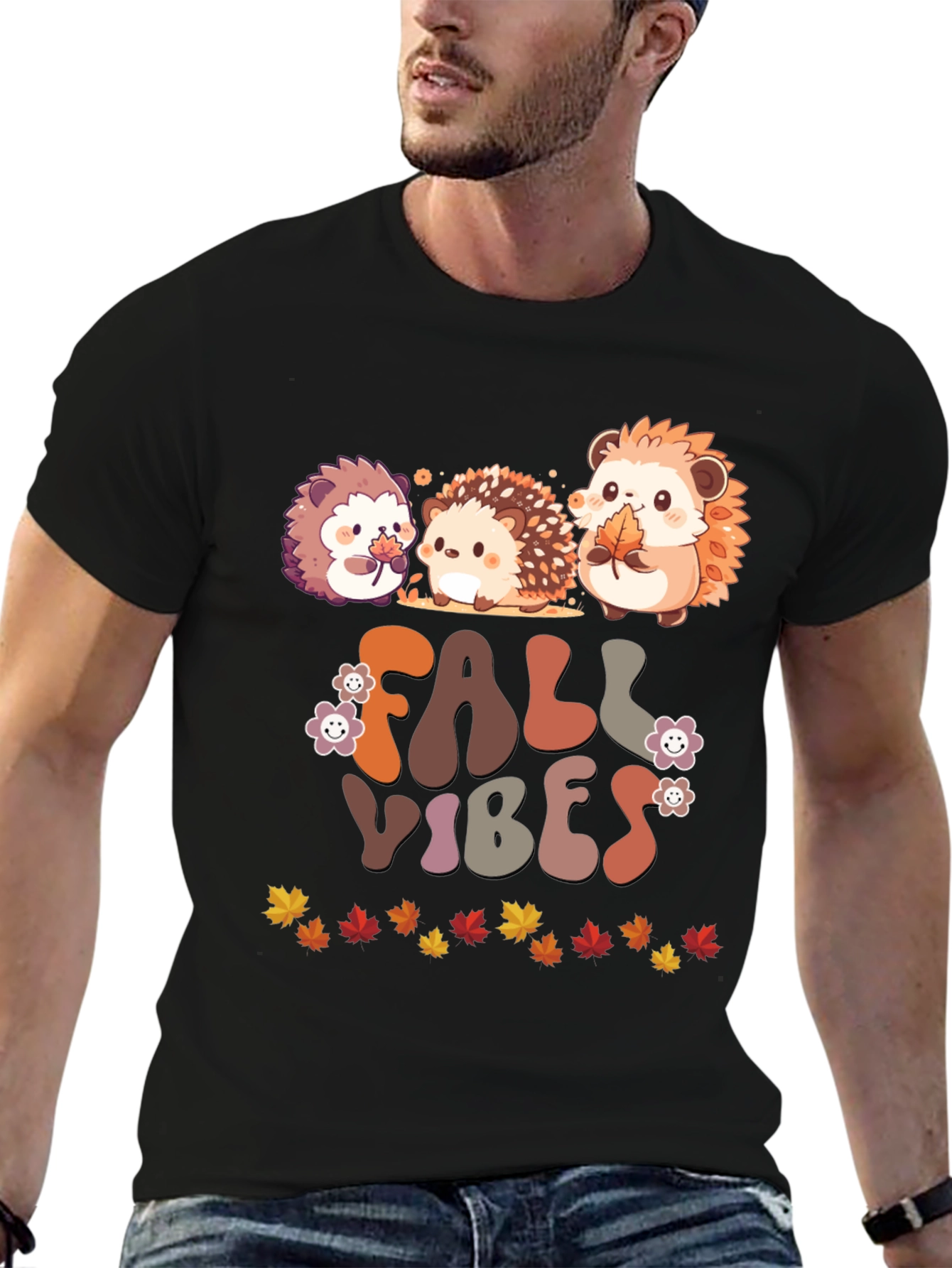 Fall Vibes Hedgehog Graphic T-Shirt