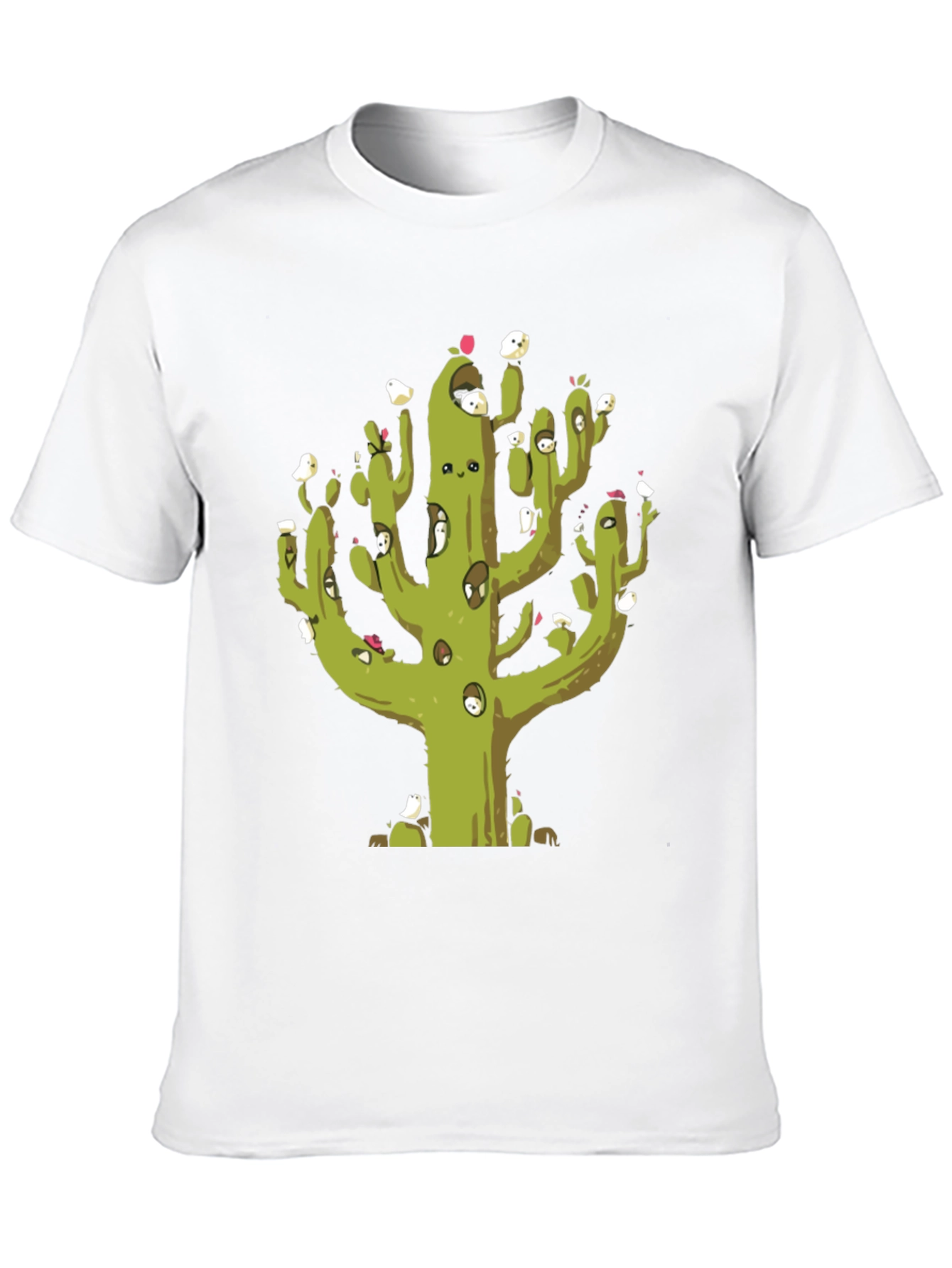 Cactus T-Shirt with Bird Friends