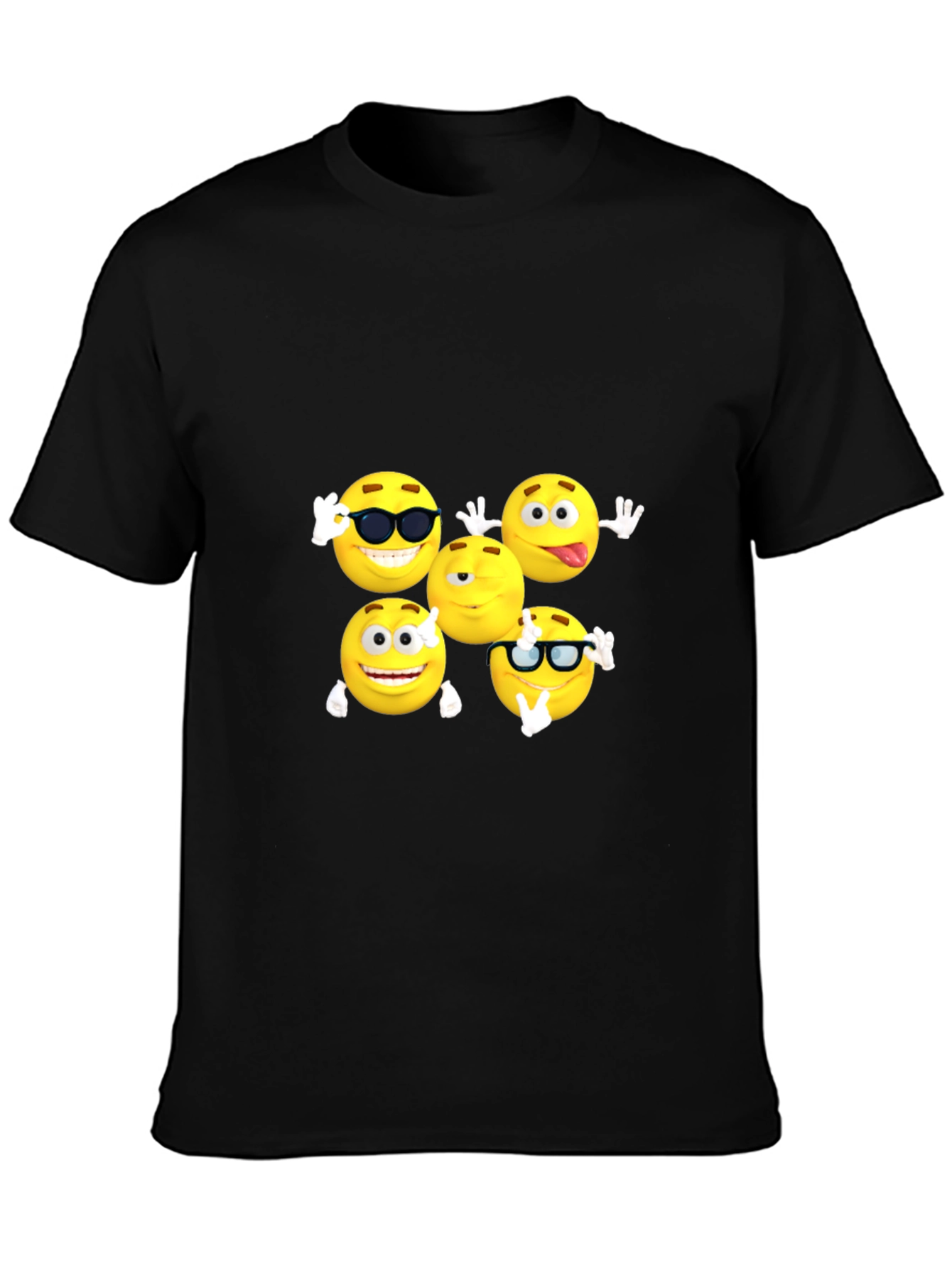 Emoji Faces Black T-Shirt